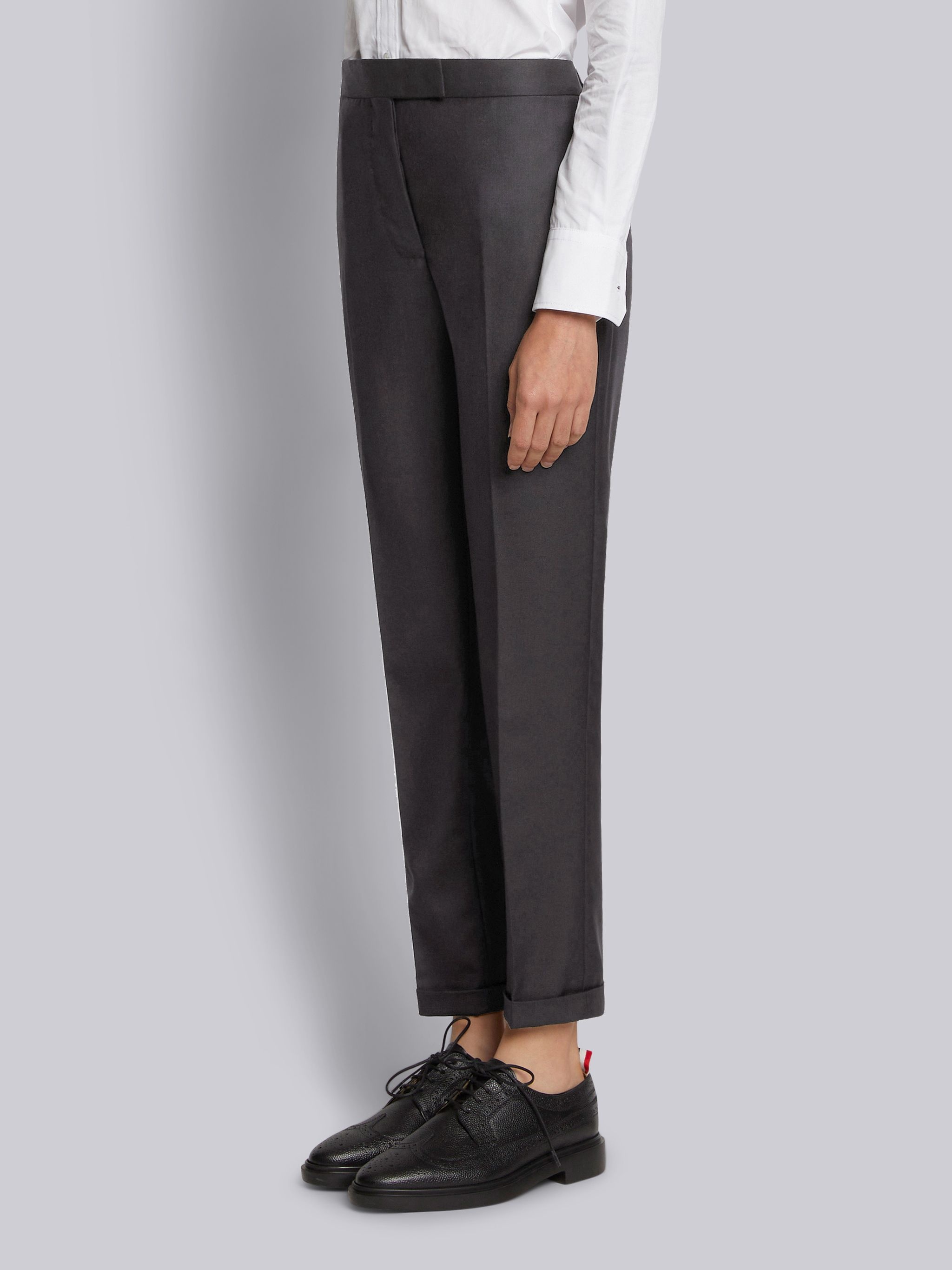 Dark Grey Super 120s Twill Low Rise Skinny Trouser - 2