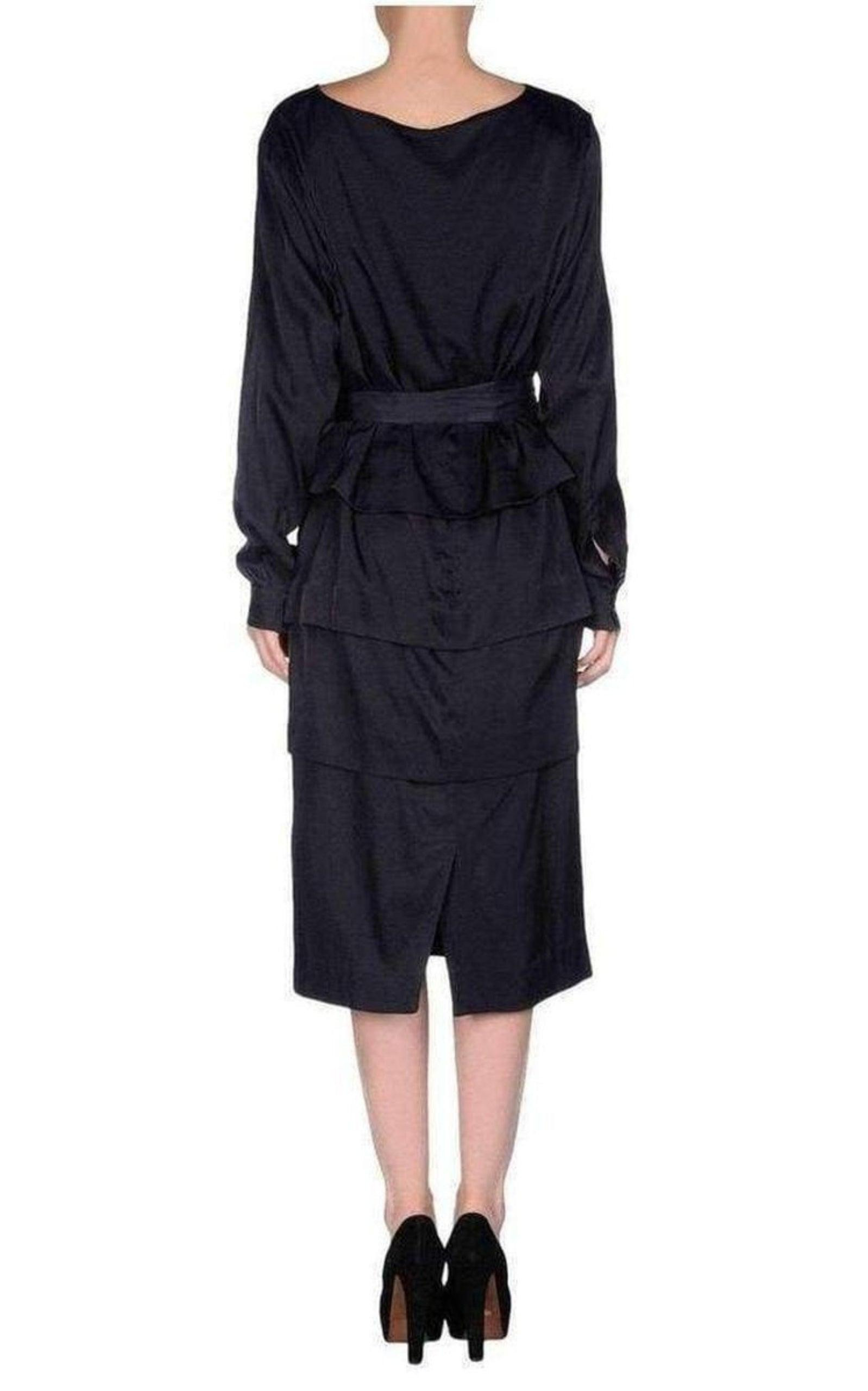 Navy Cotton Blend Layered Dress - 3