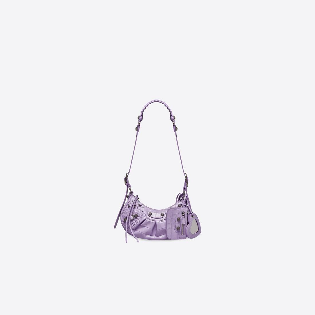 Women's Le Cagole Xs Shoulder Bag Crocodile Embossed in Purple - 1