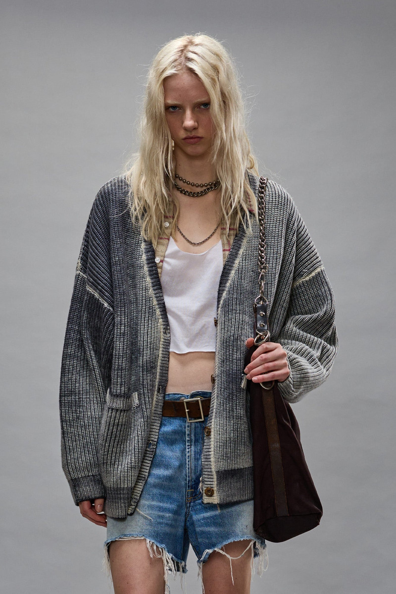 R13 OVERSIZED CARDIGAN - DISTRESSED BLACK outlook