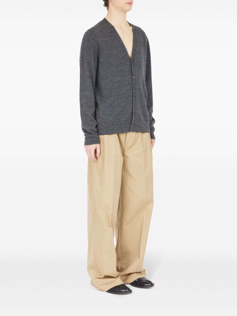elbow-patch fine-knit cardigan - 3