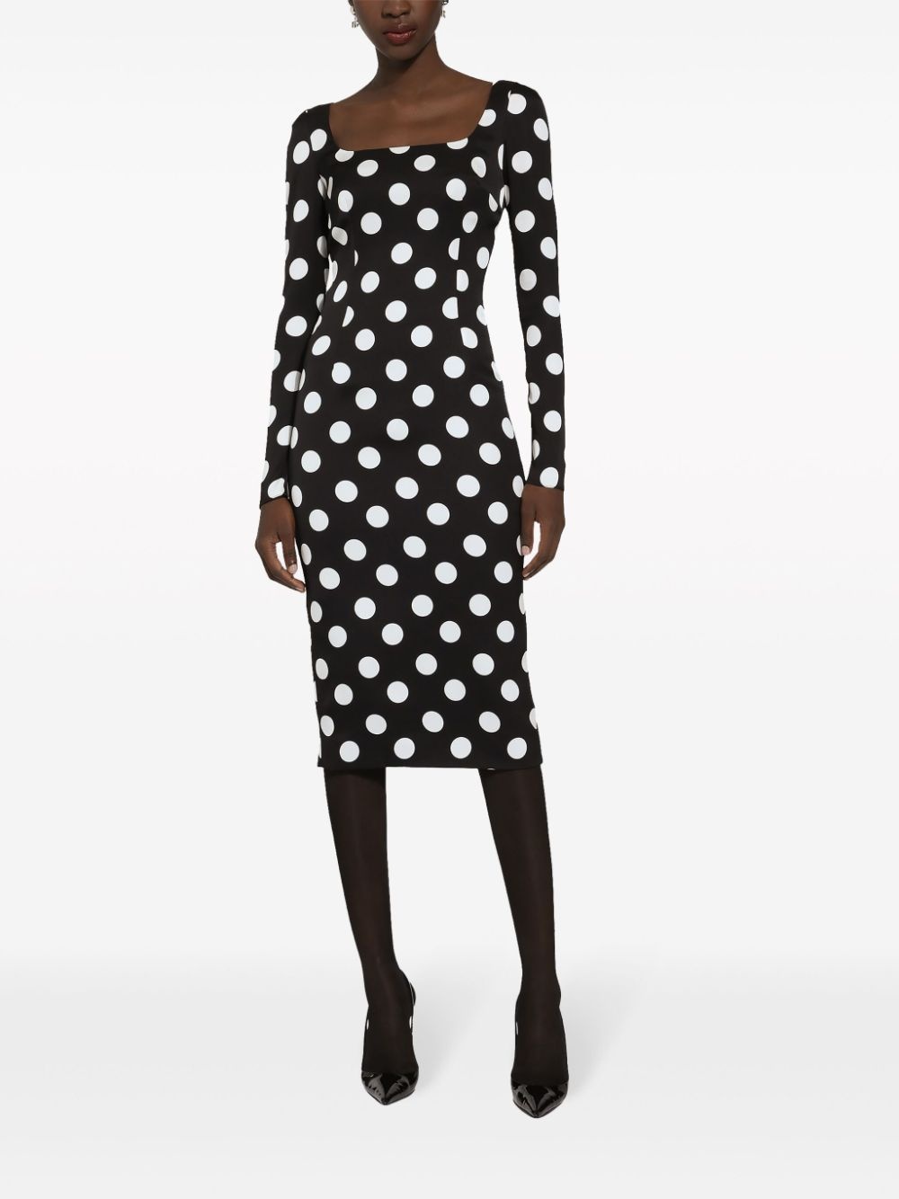 polka dot-print midi dress - 3