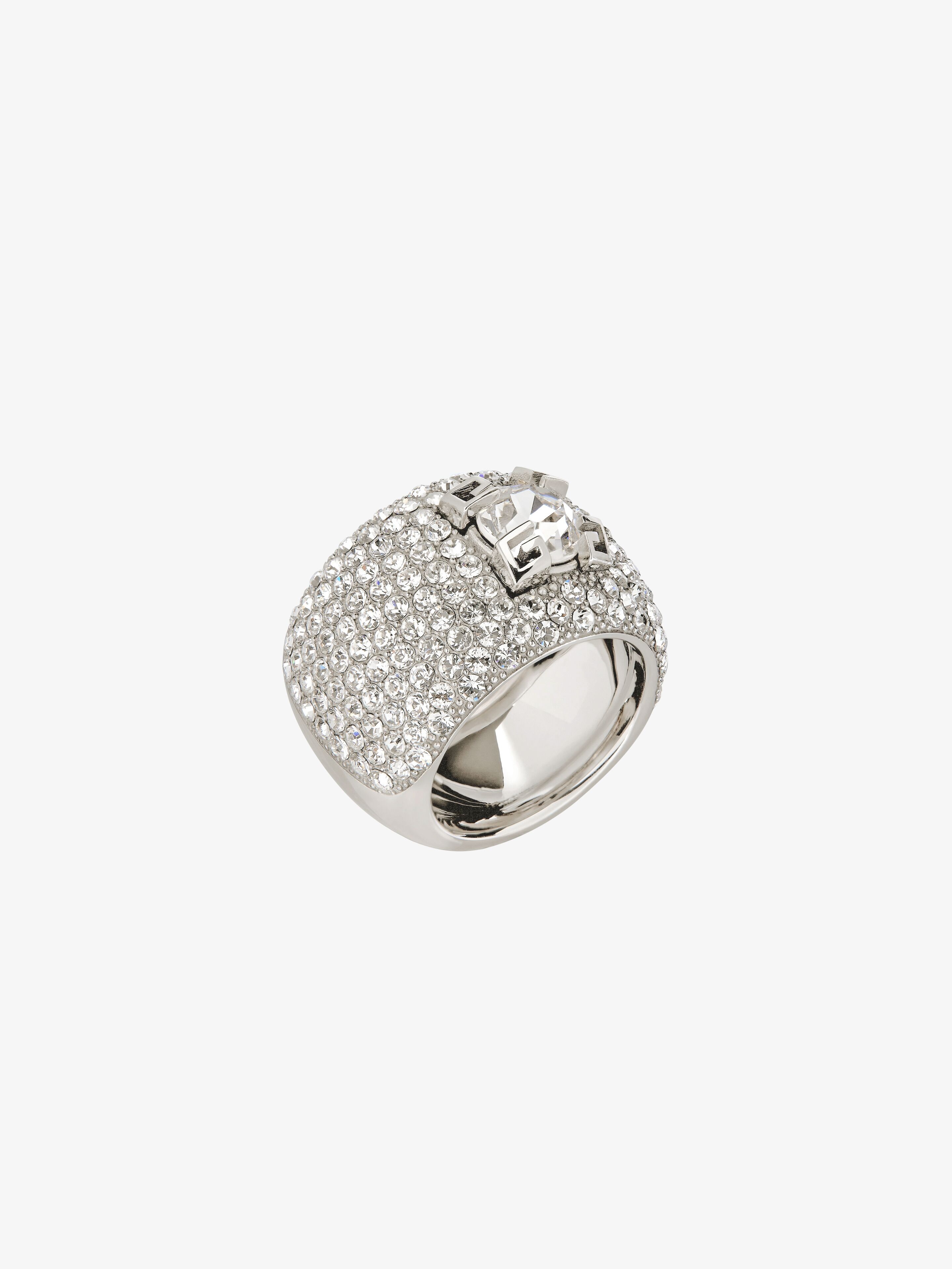 4G CLAW RING IN METAL WITH CRYSTALS - 4