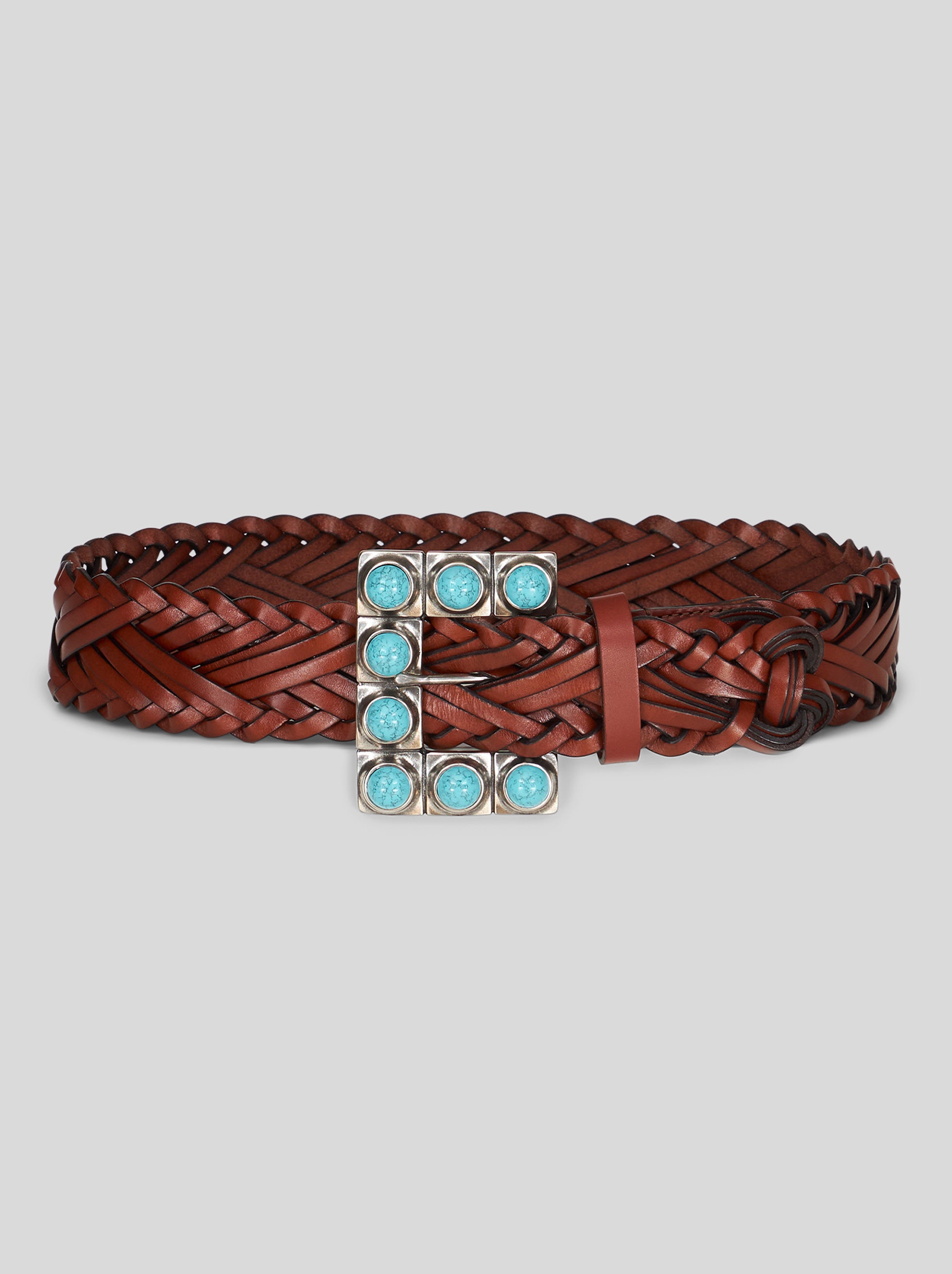 WOVEN LEATHER BELT WITH STUDS - 1