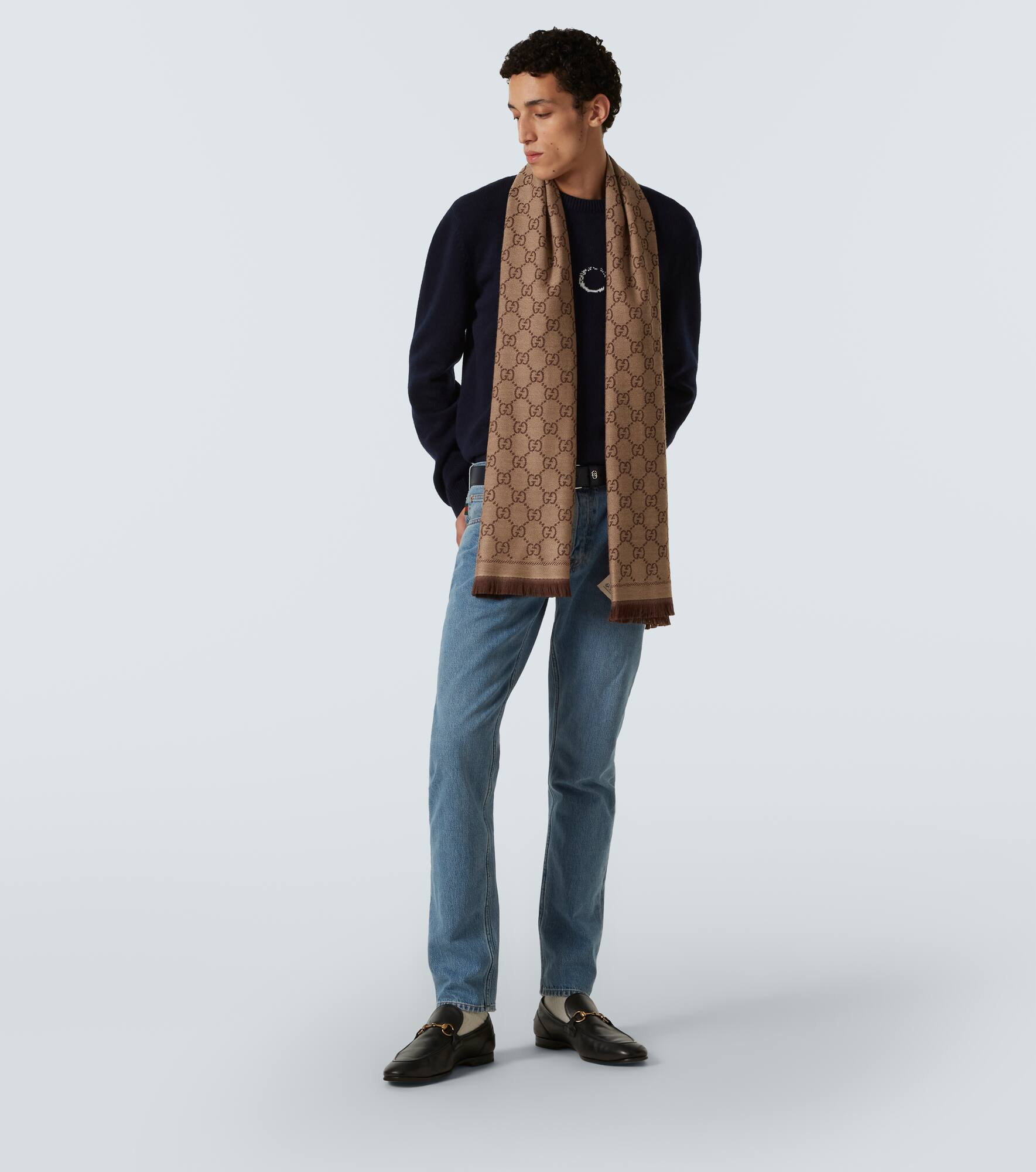 GG wool jacquard scarf - 4
