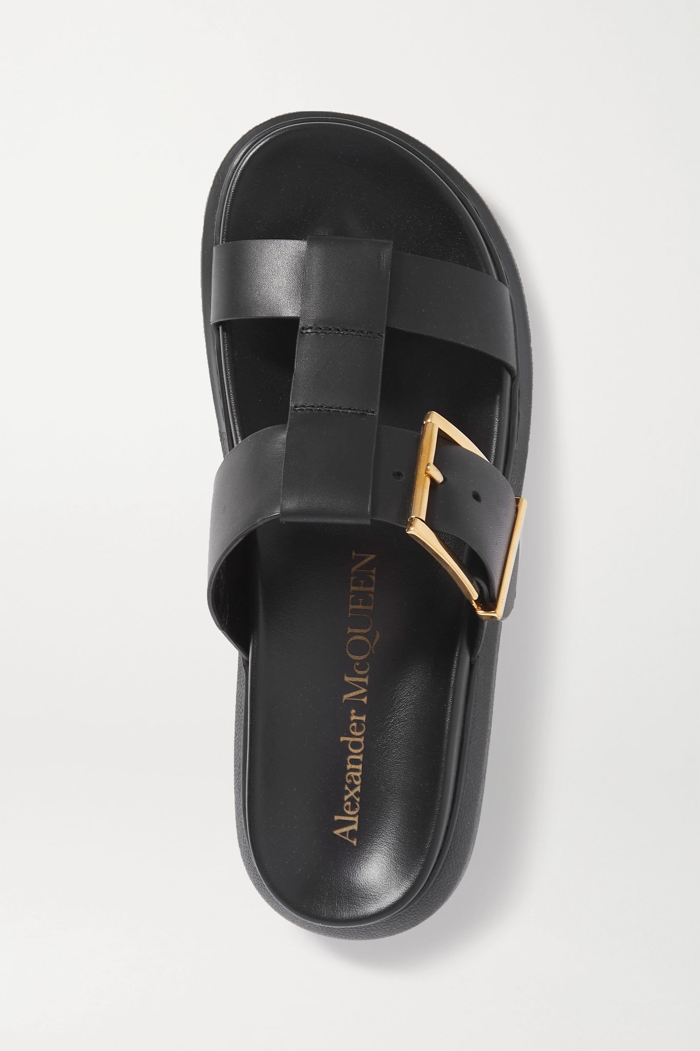 Buckled leather platform slides - 6