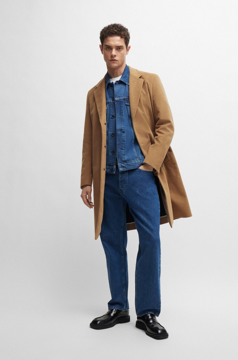 BOSS REGULAR-FIT COAT IN MOLESKIN outlook