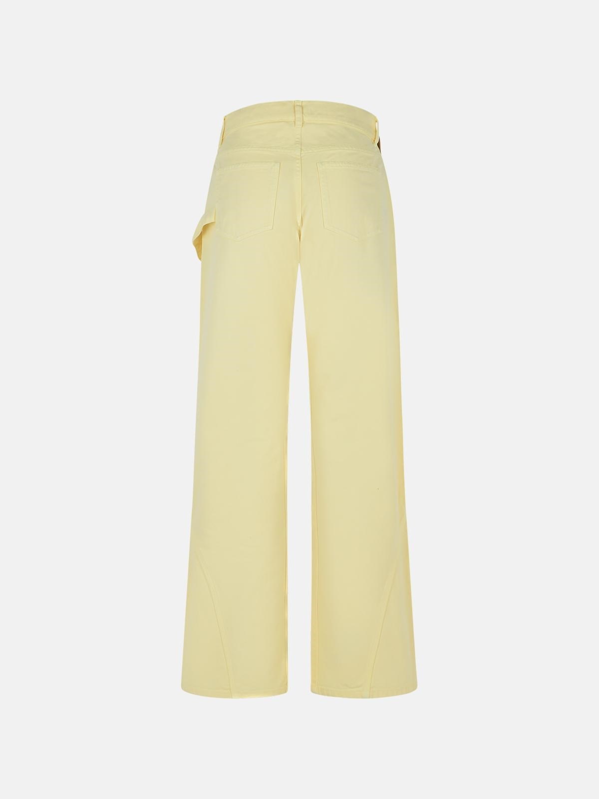 WORKWEAR' COTTON PANTS WITH YELLOW TWISTED LEG - 3