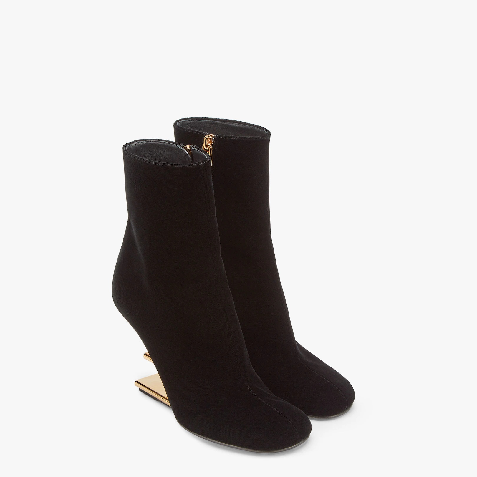 Black velvet high-heeled boots - 4