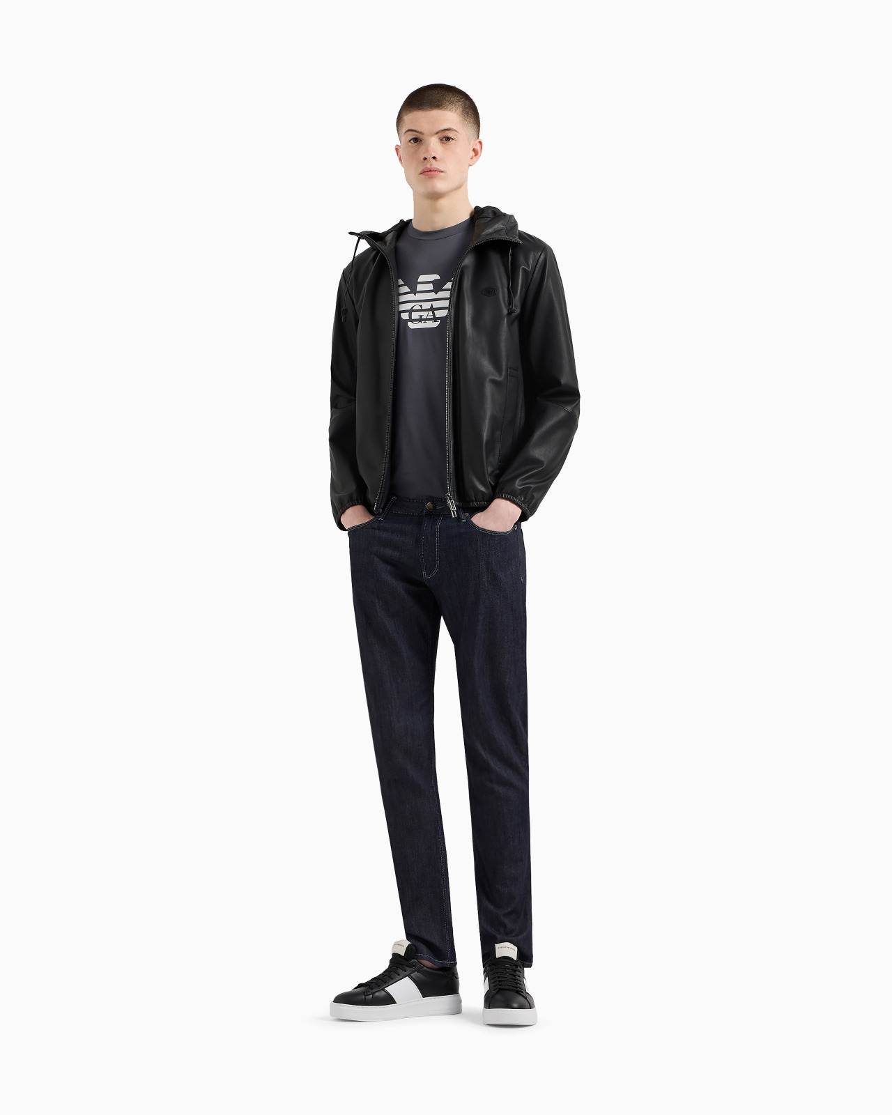 Hooded, semi-aniline nappa lambskin blouson with full-length zip - 2