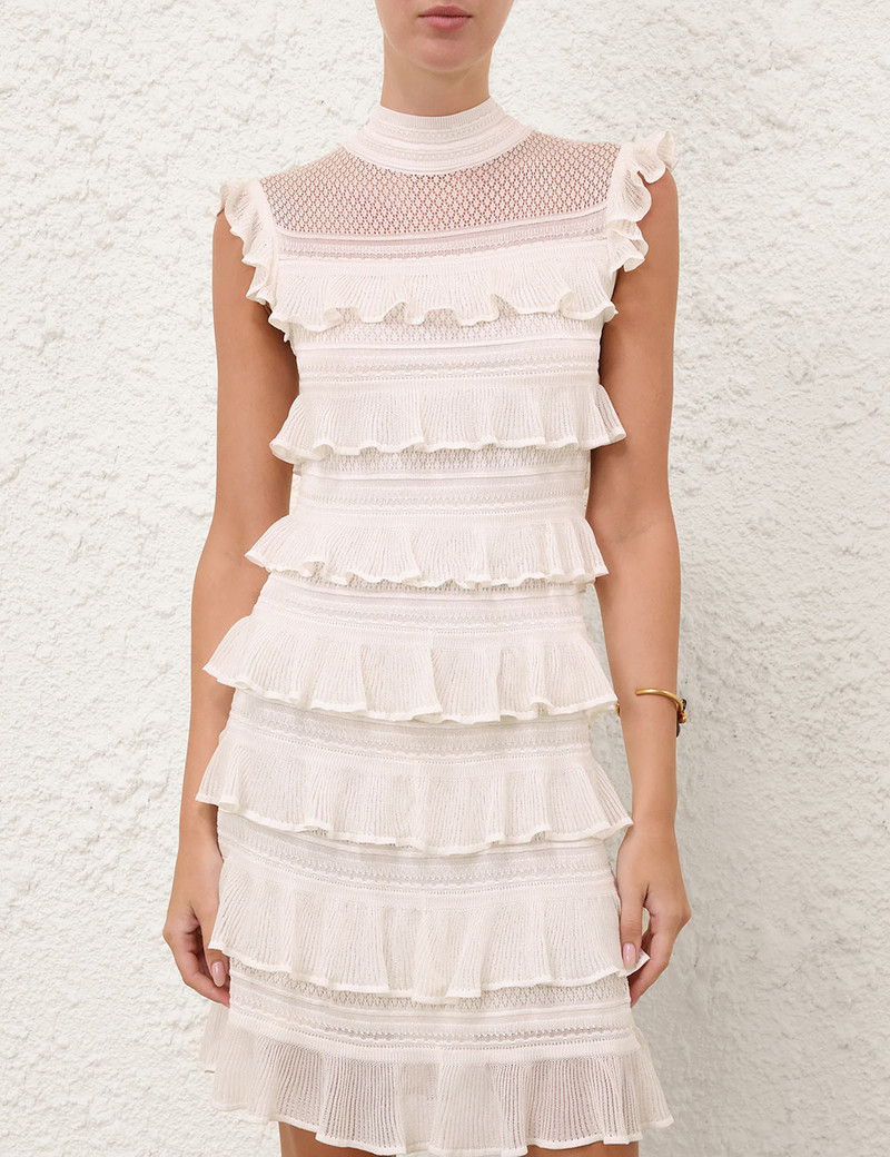Zimmermann LUNA LACE FRILL MINI DRESS outlook