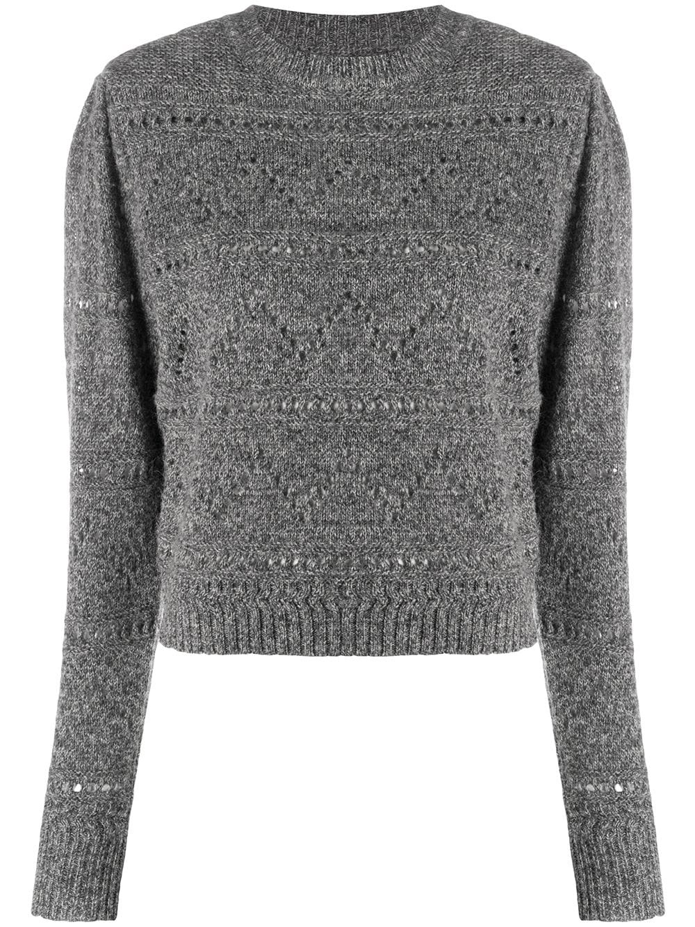 open knit crew neck jumper - 1