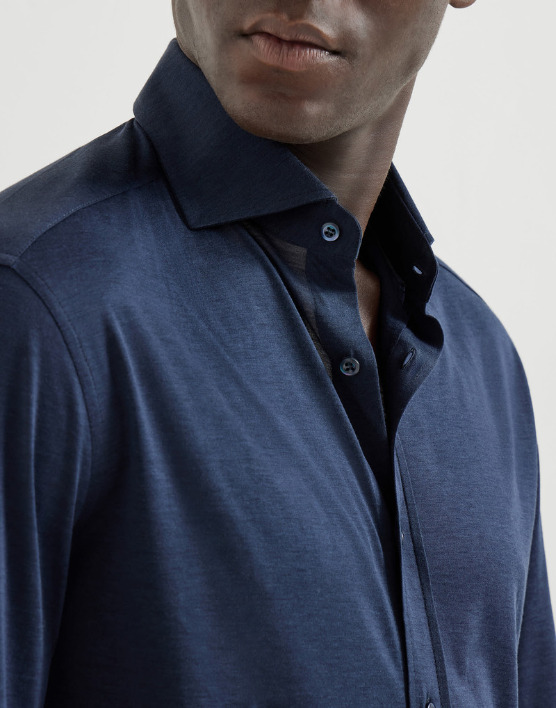 Silk and cotton jersey shirt with spread collar 5
