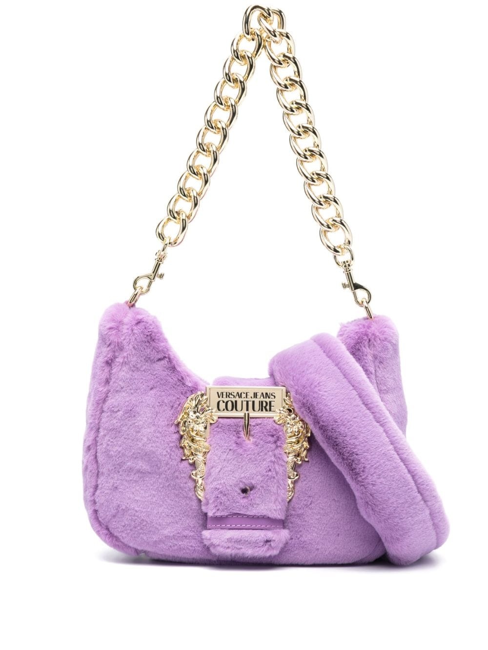 Baroque-buckle faux-fur shoulder bag - 1