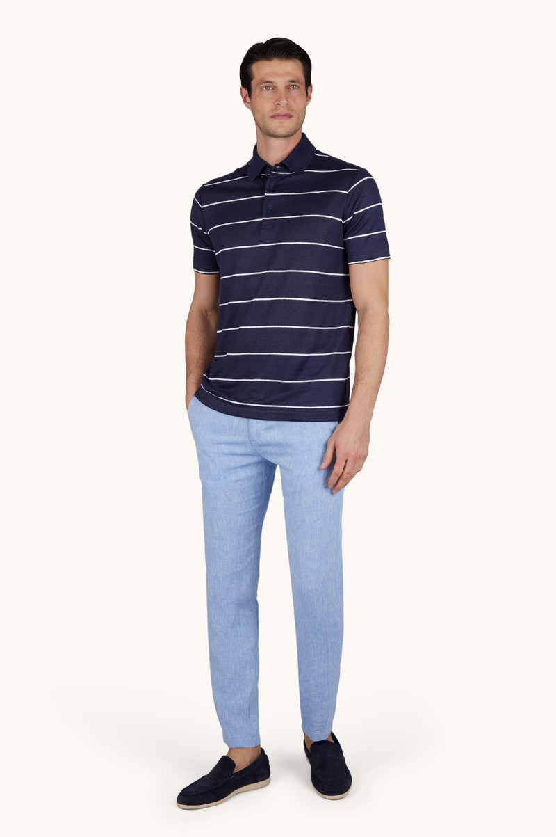 Paul & Shark PURE LINEN JERSEY POLO WITH STRIPED PATTERN outlook