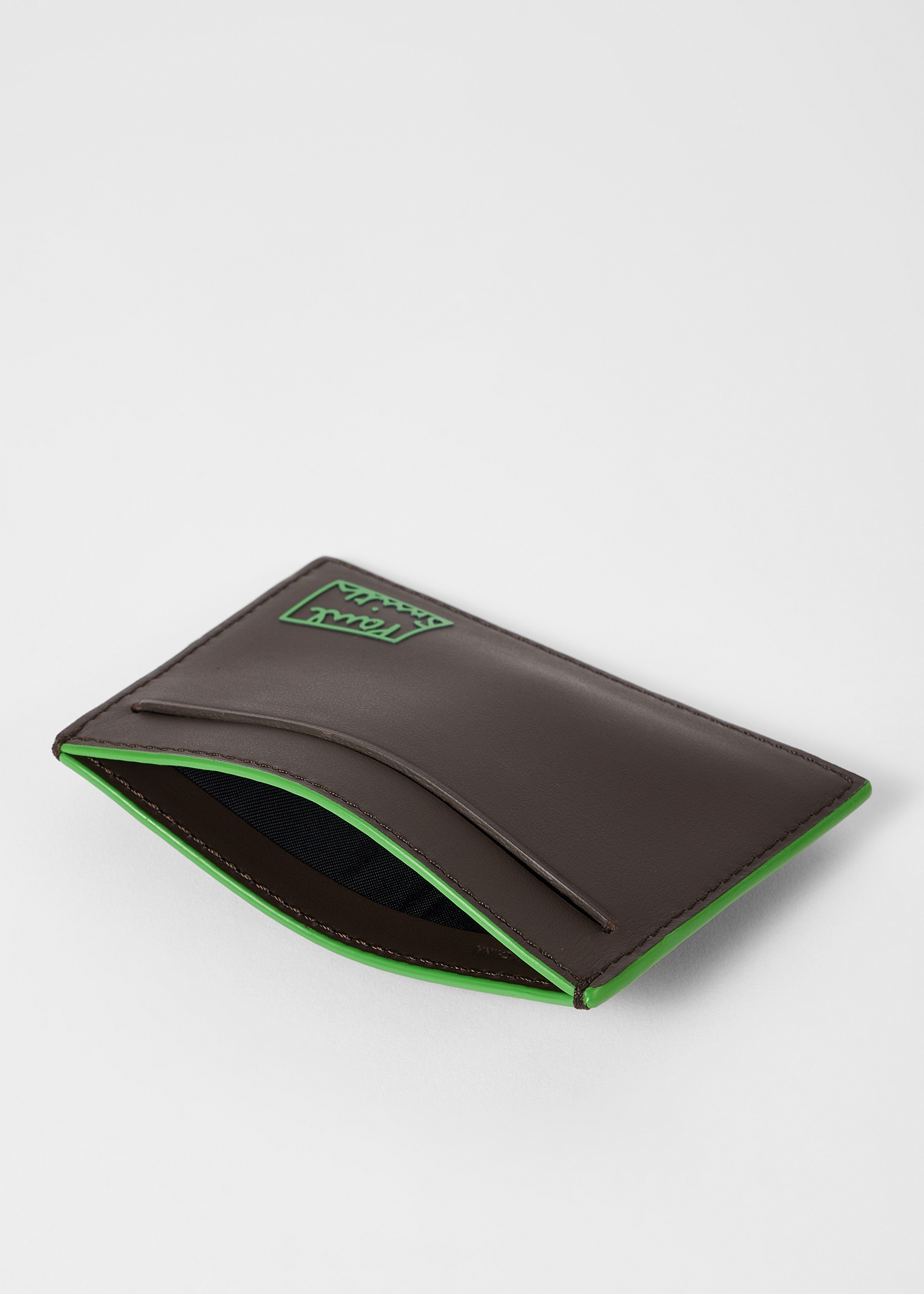 Brown Leather 'Contrast Logo' Card Holder - 3