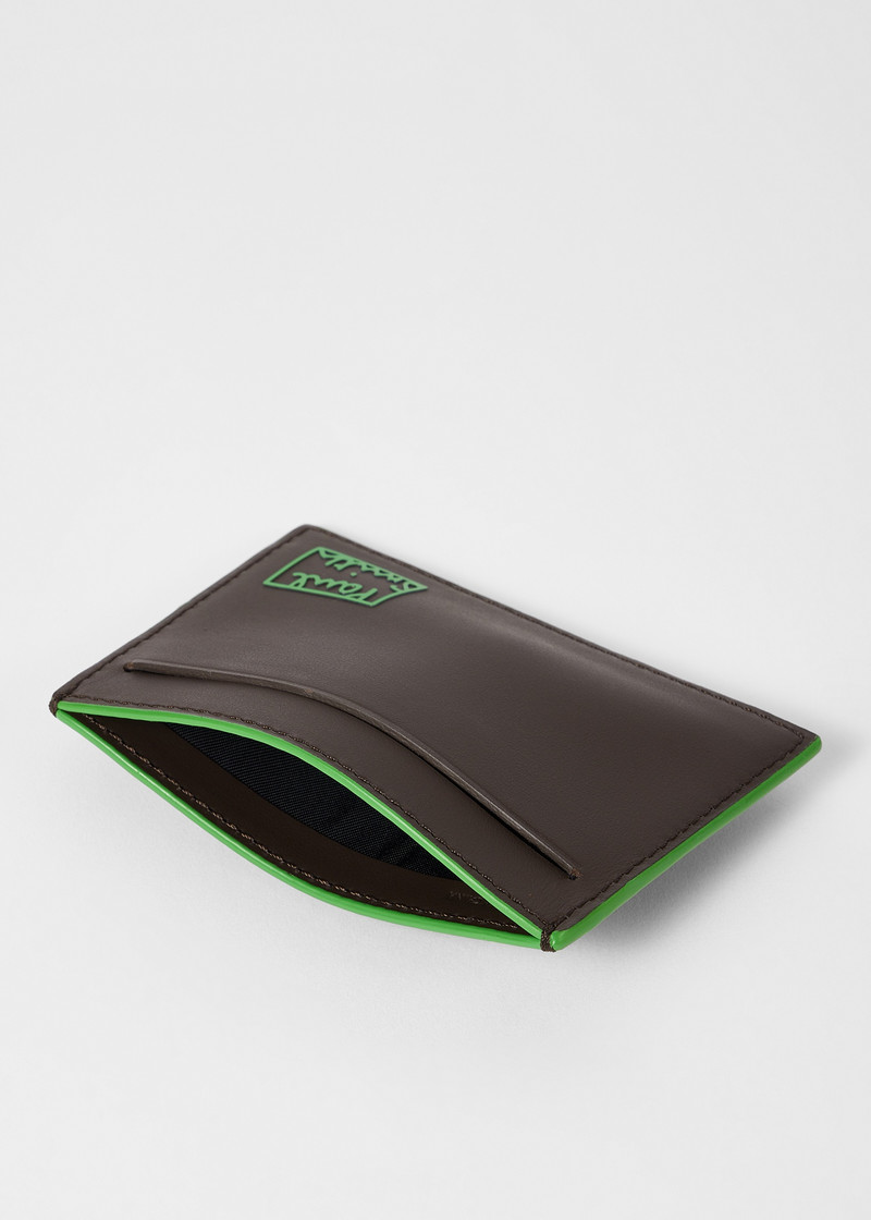 Brown Leather 'Contrast Logo' Card Holder 3