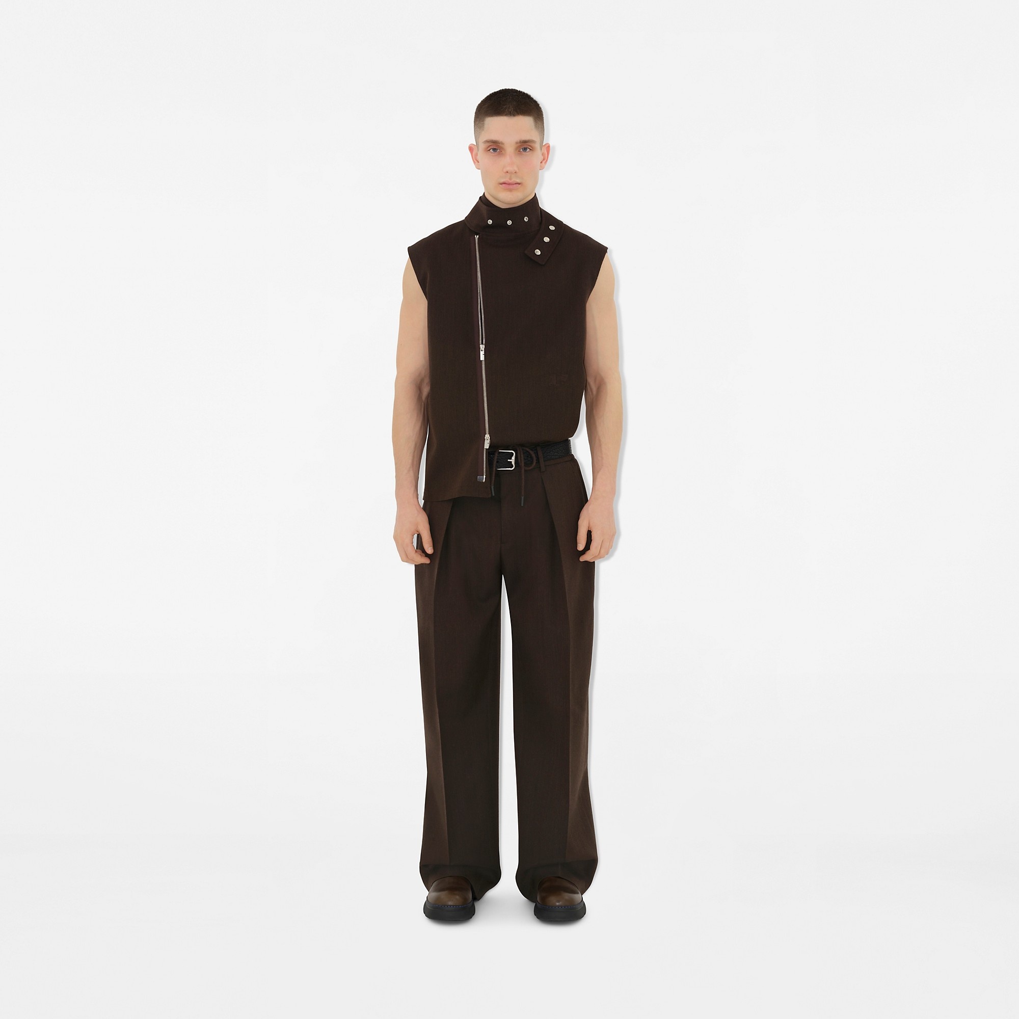 Herringbone Wool Tailored Trousers - 2