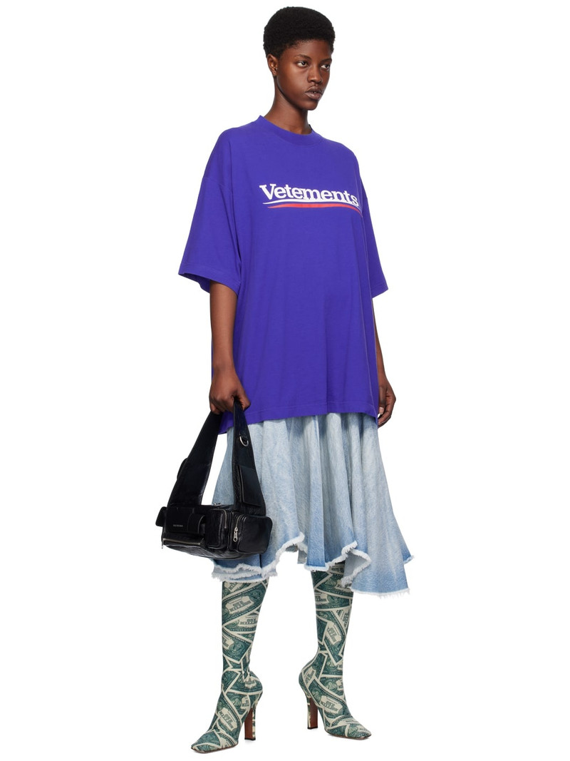 VETEMENTS Blue Flared Denim Midi Skirt outlook