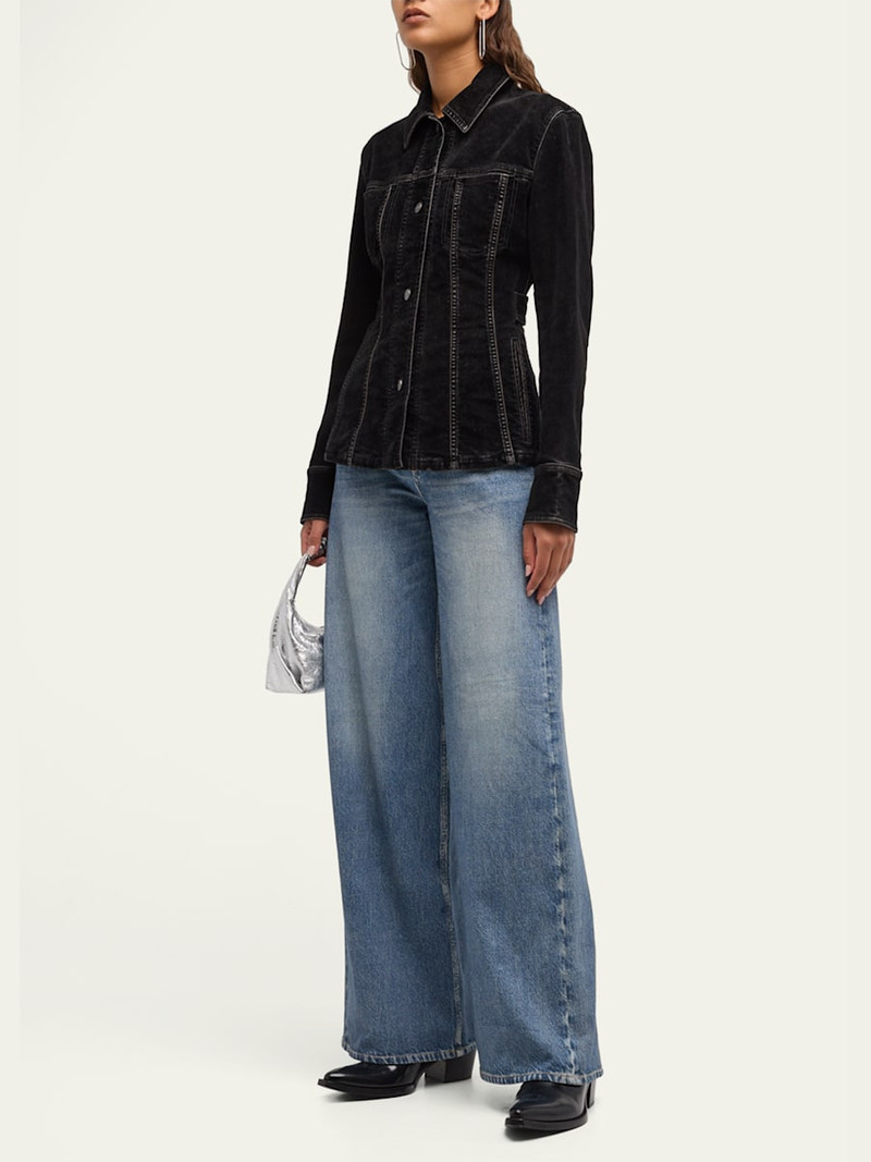 rag & bone Miramar Sofie Cotton-Terry Wide-Leg Jeans outlook