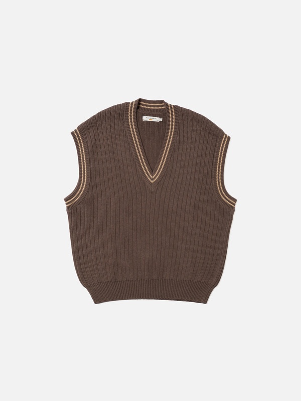 Sverre Knitted Vest Brownmelange - 1