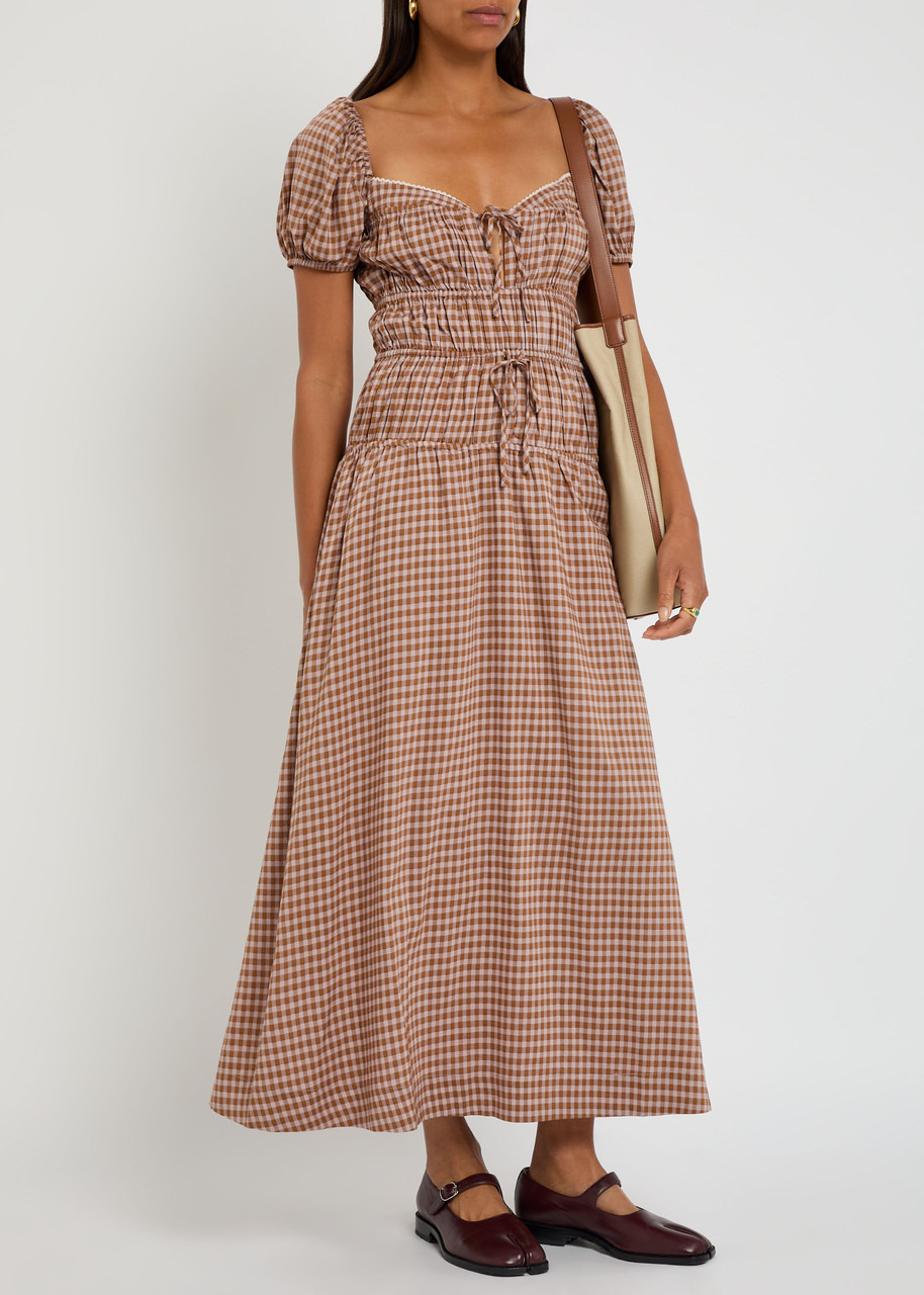 Reformation Rhett Checked Woven Midi Dress - 4
