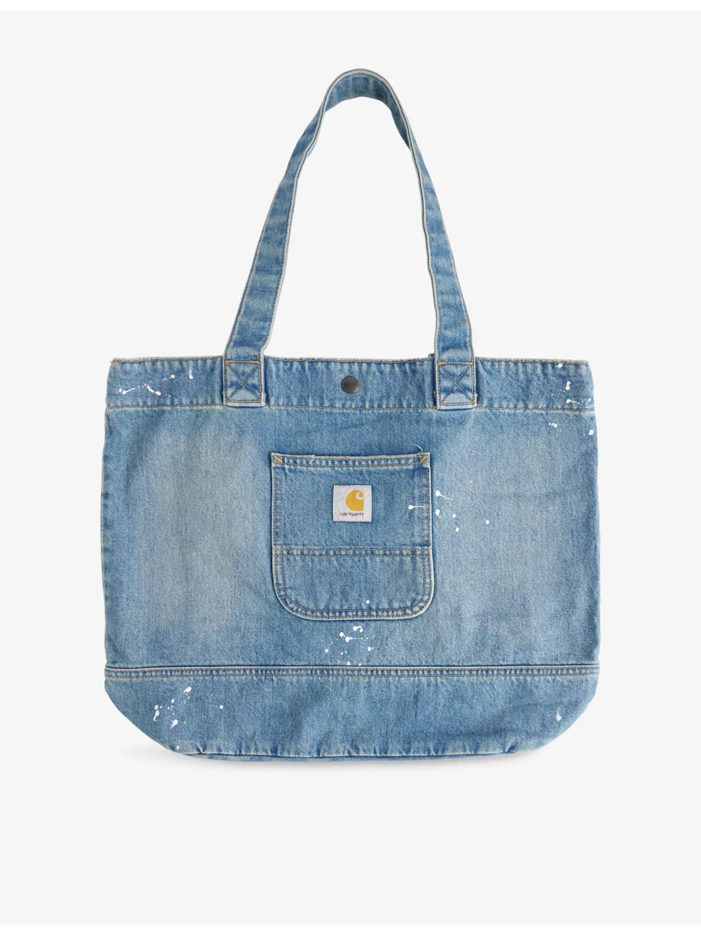 Logo-Patch Paint-Splatter Denim Tote Bag - 1