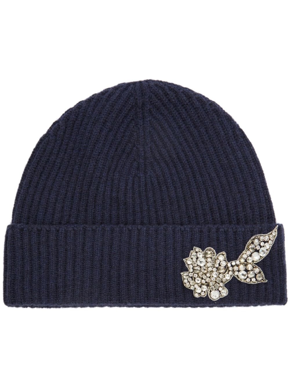 crystal-embellished ribbed-knit beanie - 1