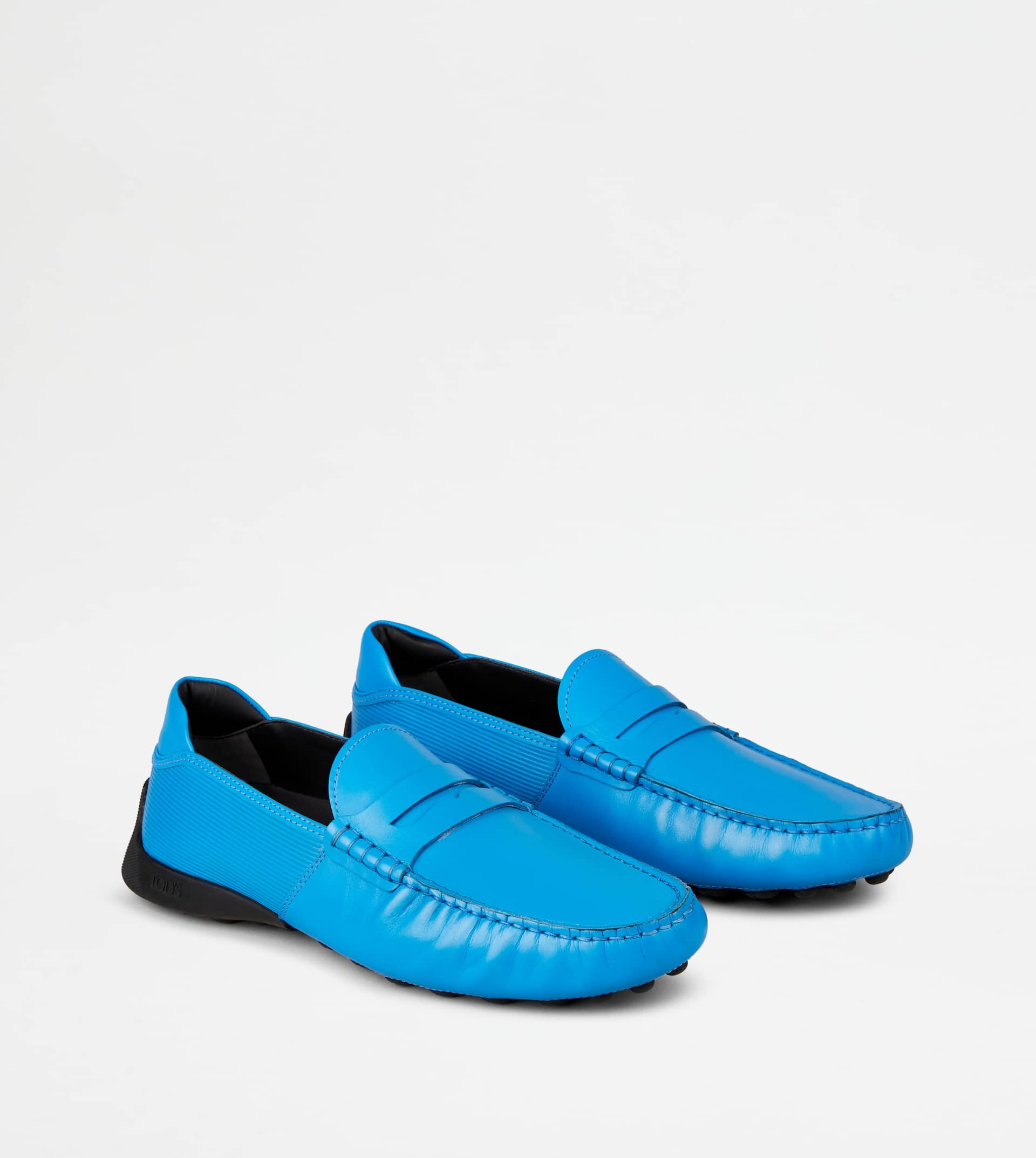 LOAFERS IN LEATHER - LIGHT BLUE, BLACK - 3