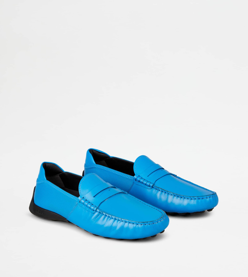LOAFERS IN LEATHER - LIGHT BLUE, BLACK 3