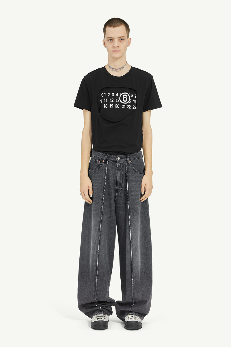 MM6 Maison Margiela Wide Leg Black Denim Trousers outlook