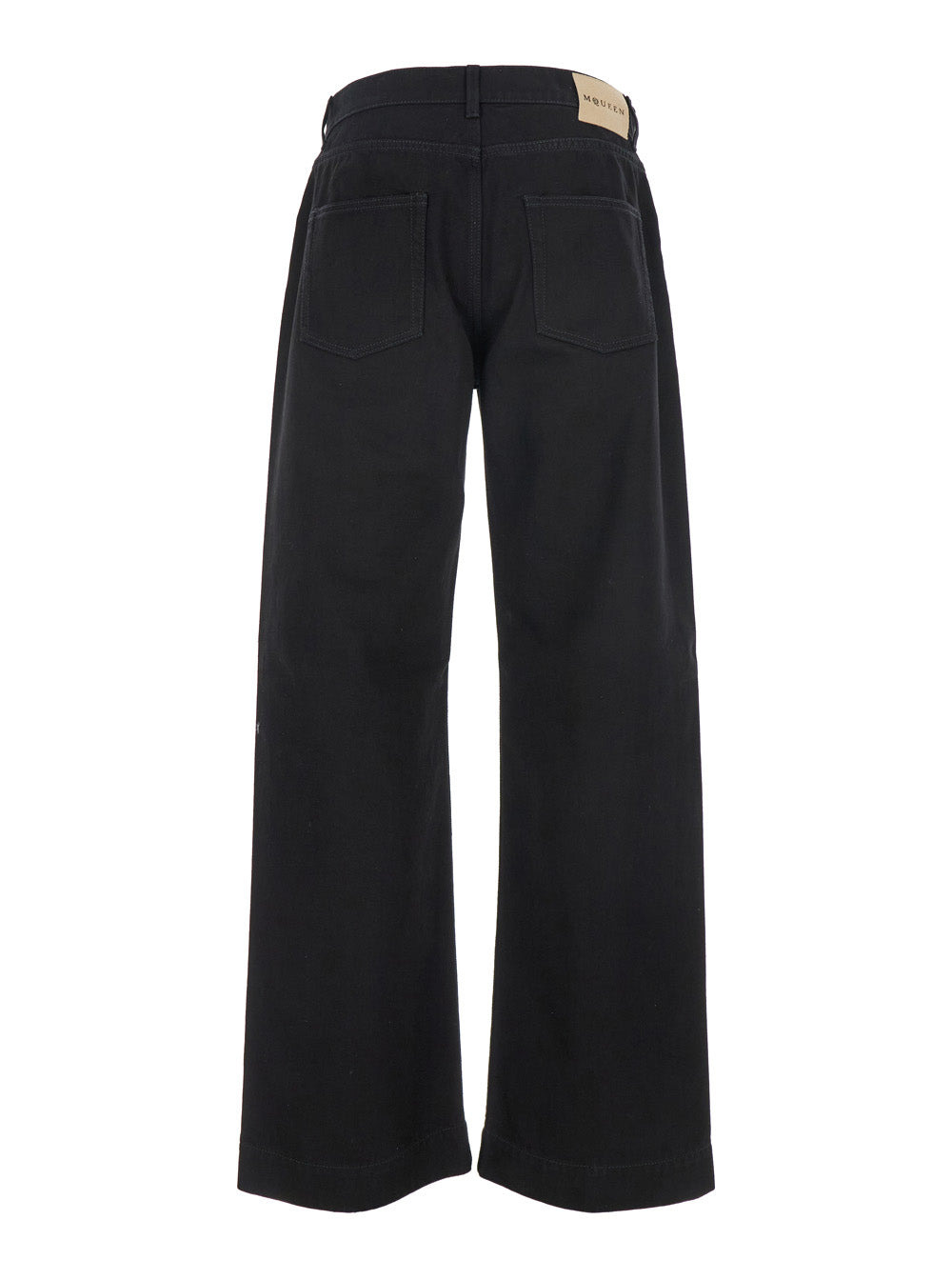 Alexander Mcqueen Men Black Jeans With Belt Loops And Logo Patch On The Rear In Denim Man - 2