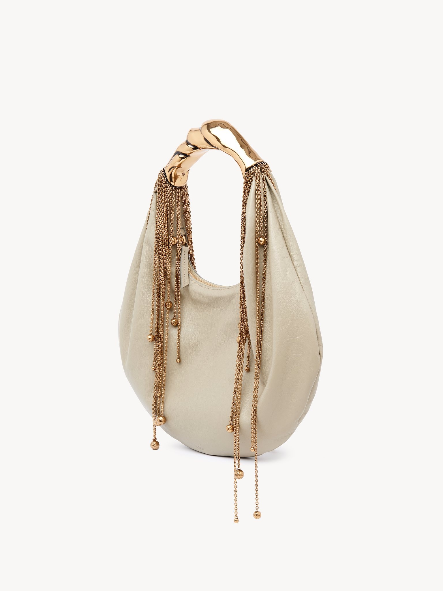TWISTED SHELL HOBO BAG IN SHINY LEATHER - 3