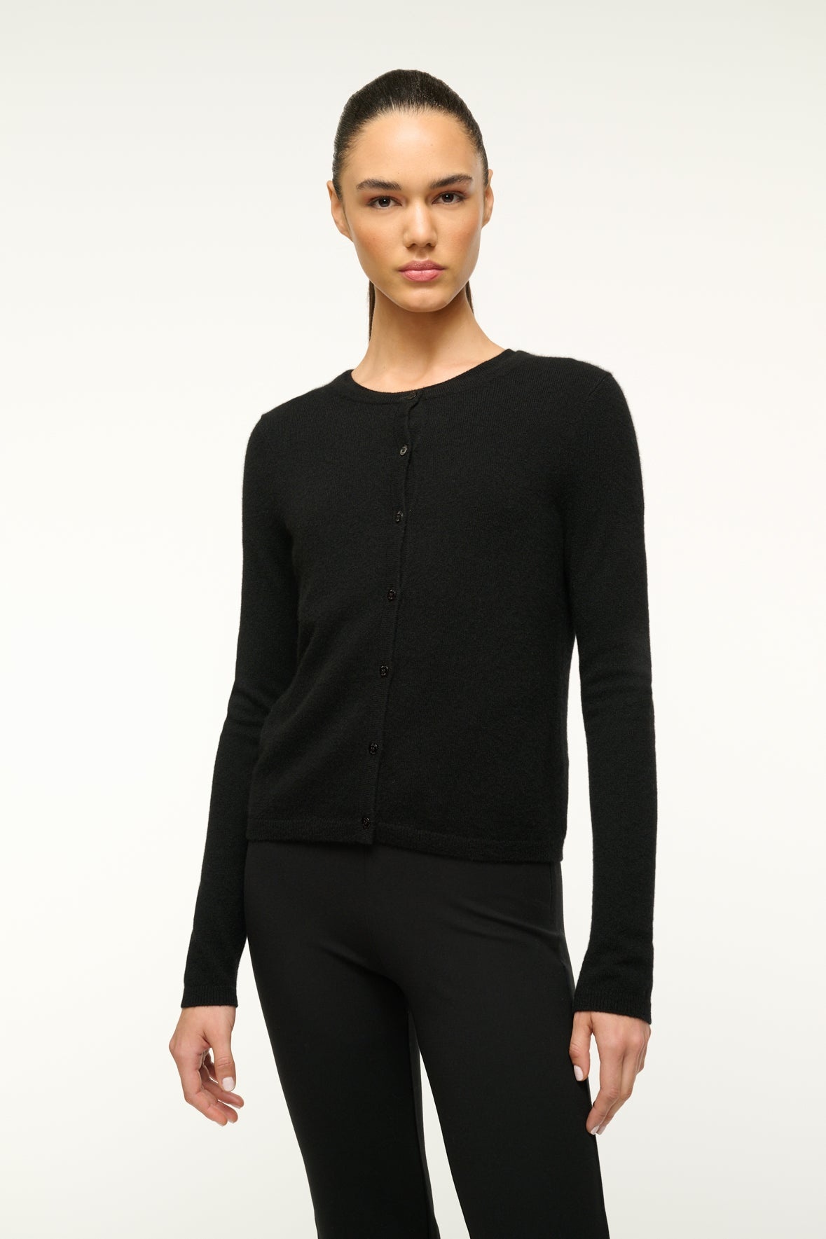 STAUD MIDNIGHT CASHMERE CARDIGAN BLACK - 4