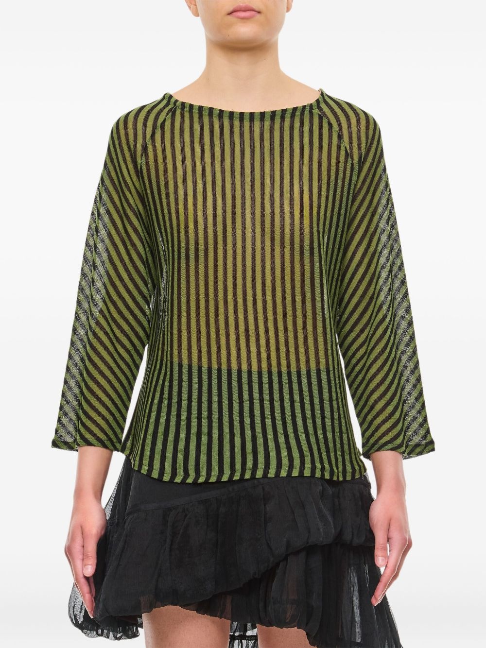 striped-pattern three-quarter top - 1