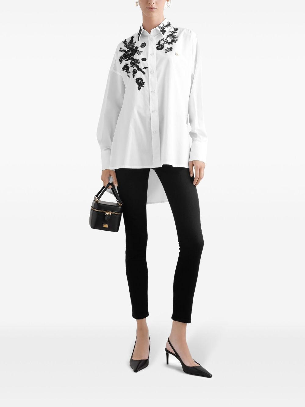 floral-appliqué shirt - 2