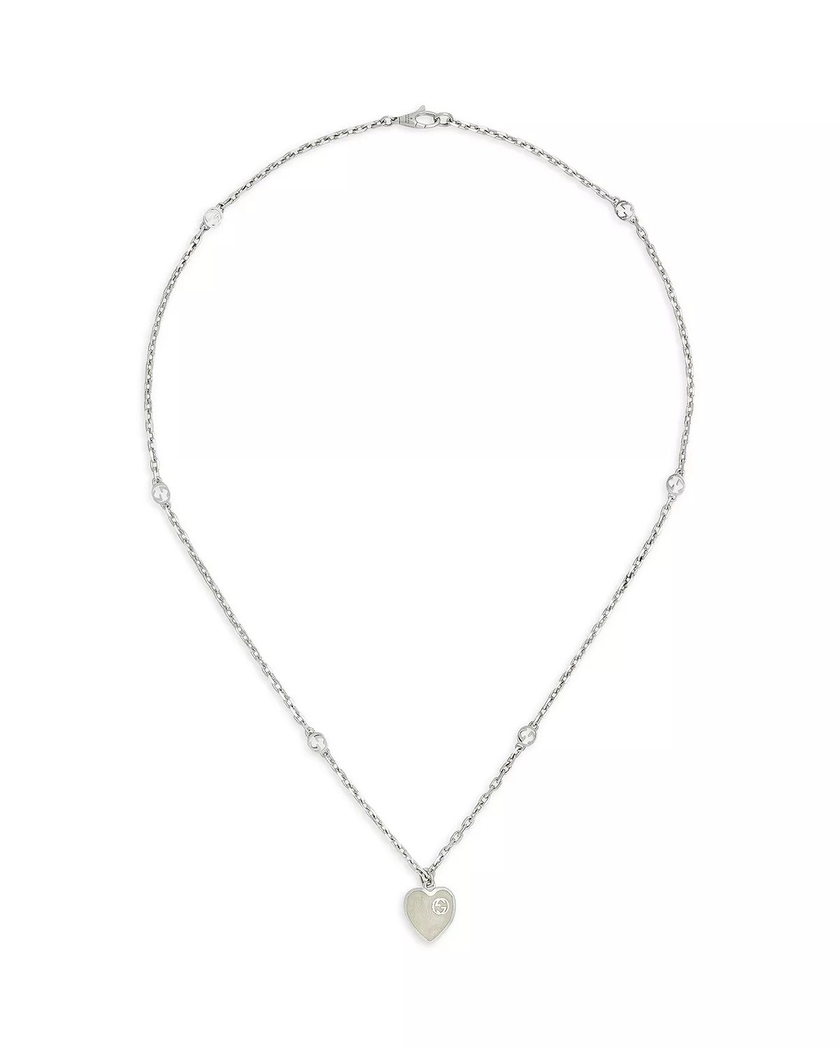 Sterling Silver Enamel Interlocking G Heart Pendant Necklace, 19.7" - 1
