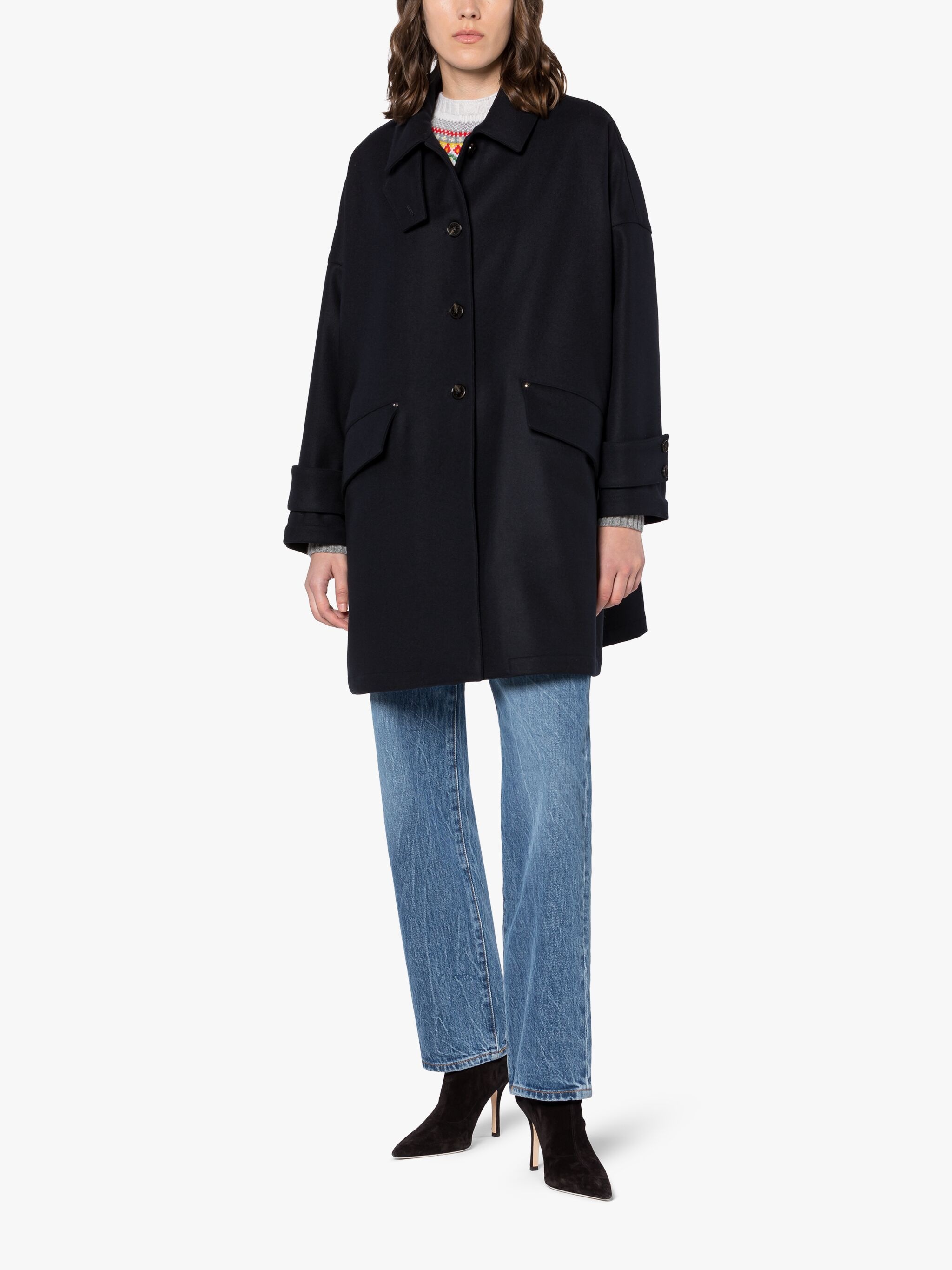 HUMBIE NAVY WOOL OVERCOAT - 2
