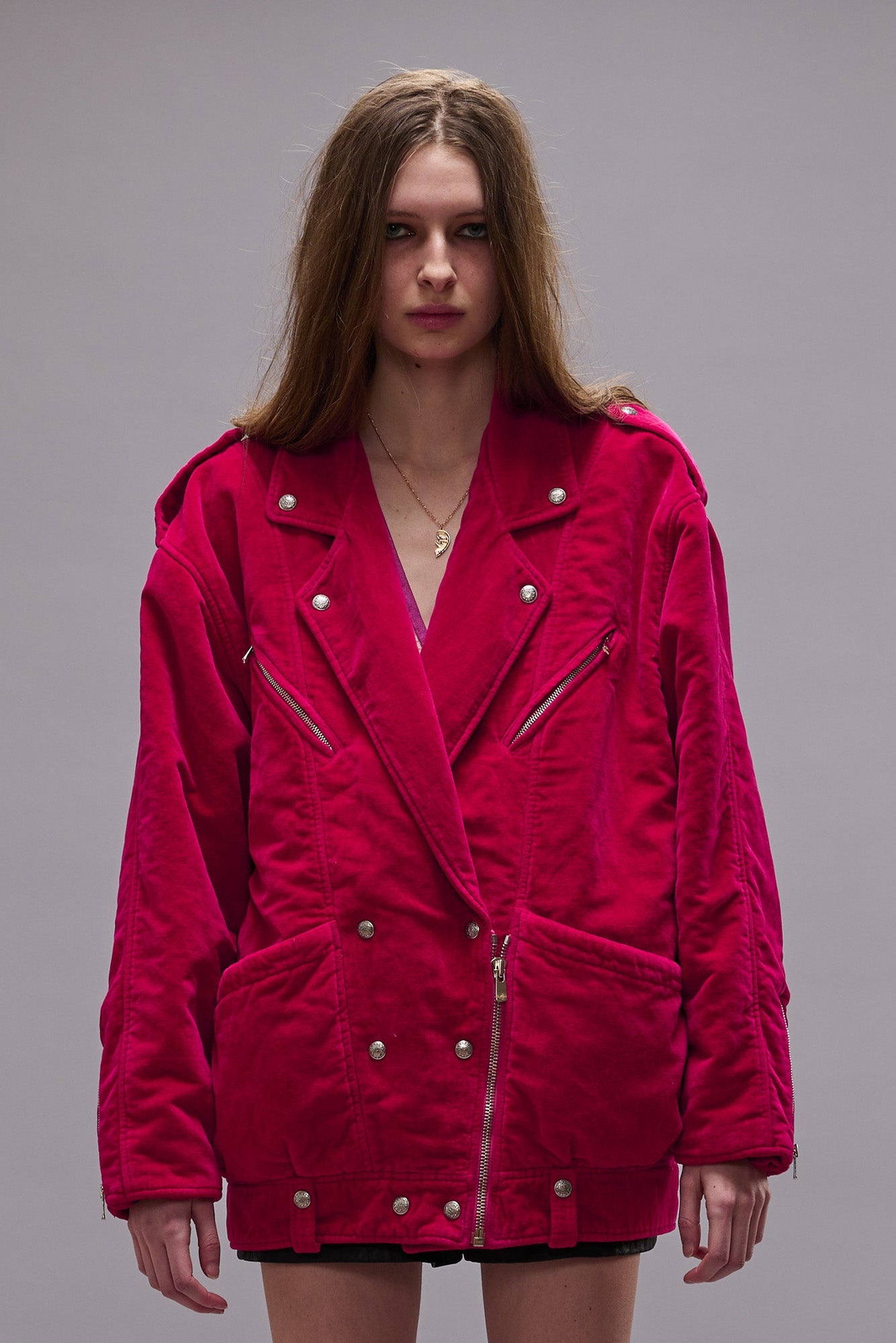ELONGATED MOTORCYCLE JACKET - RASPBERRY - R13 - 4