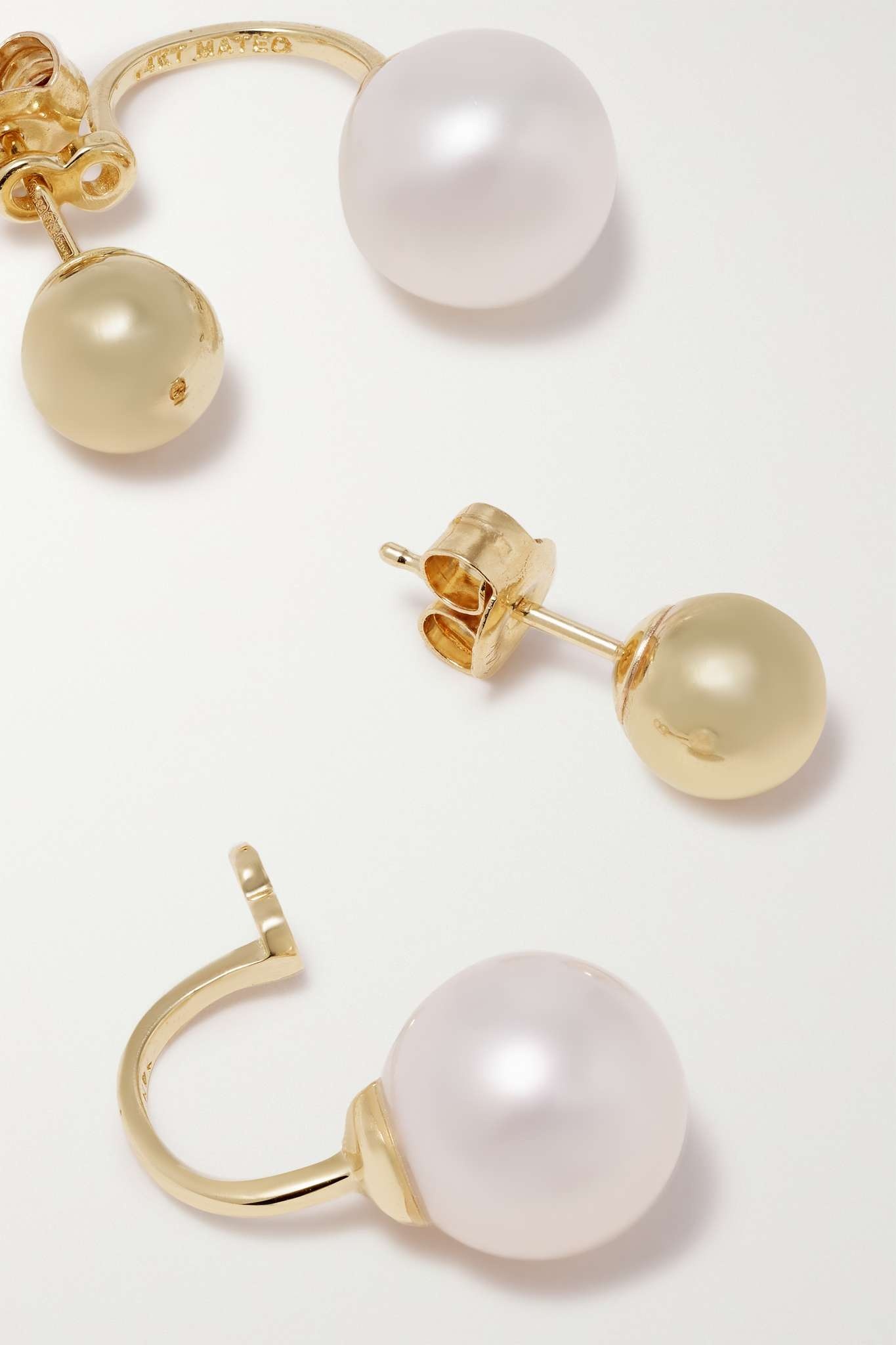 14-karat gold pearl earrings - 5