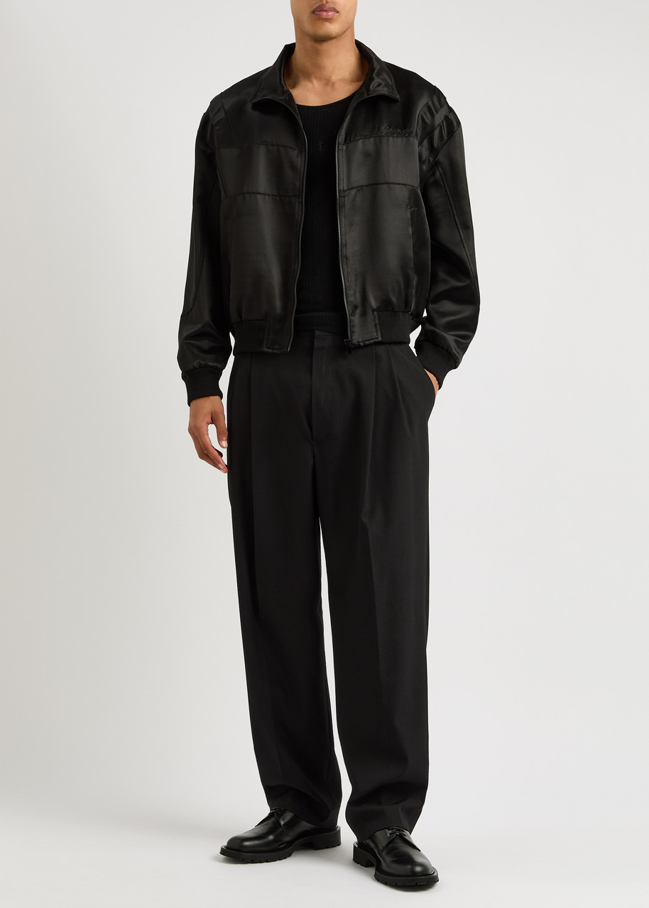 Teddy panelled satin bomber jacket - 4