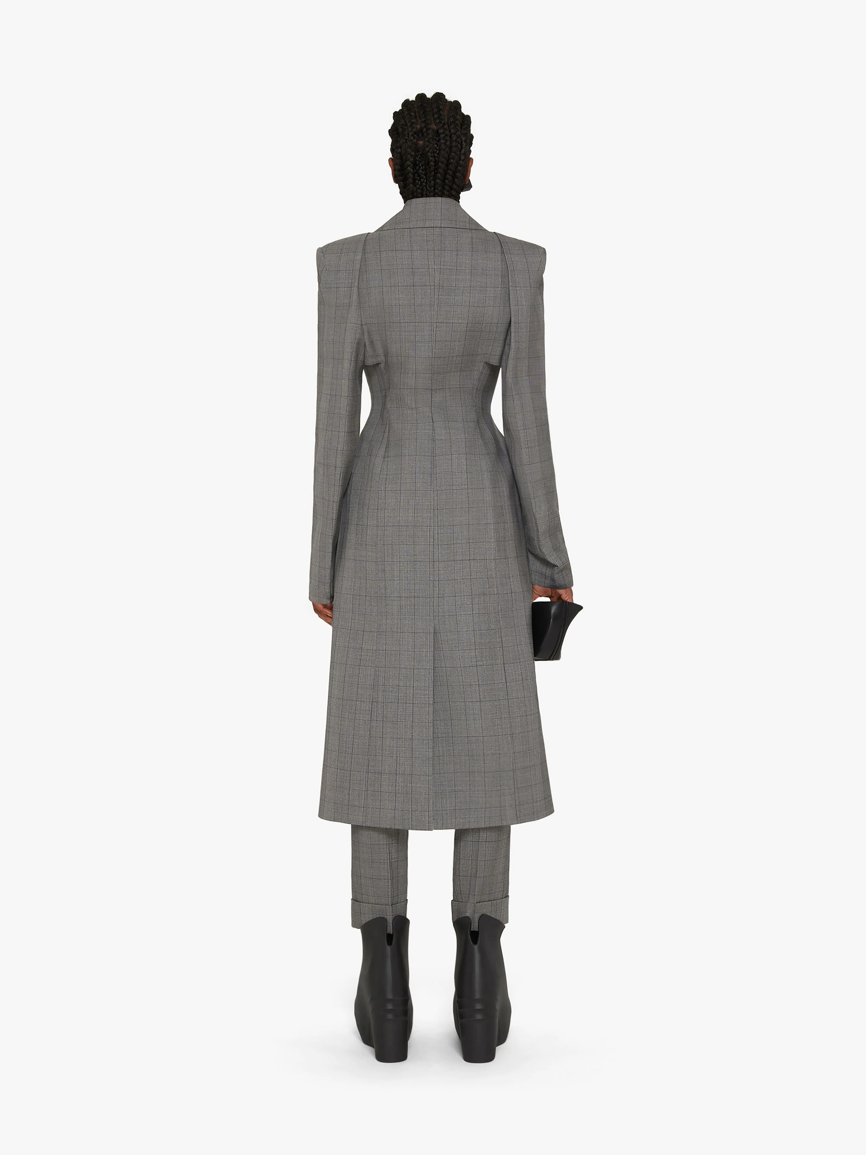 SLIM FIT PANTS IN CHECKED WOOL - 4