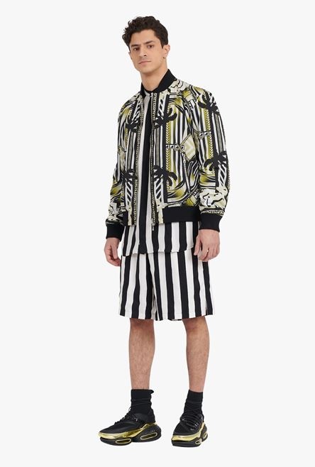Black and white striped cuprammonium shorts - 2