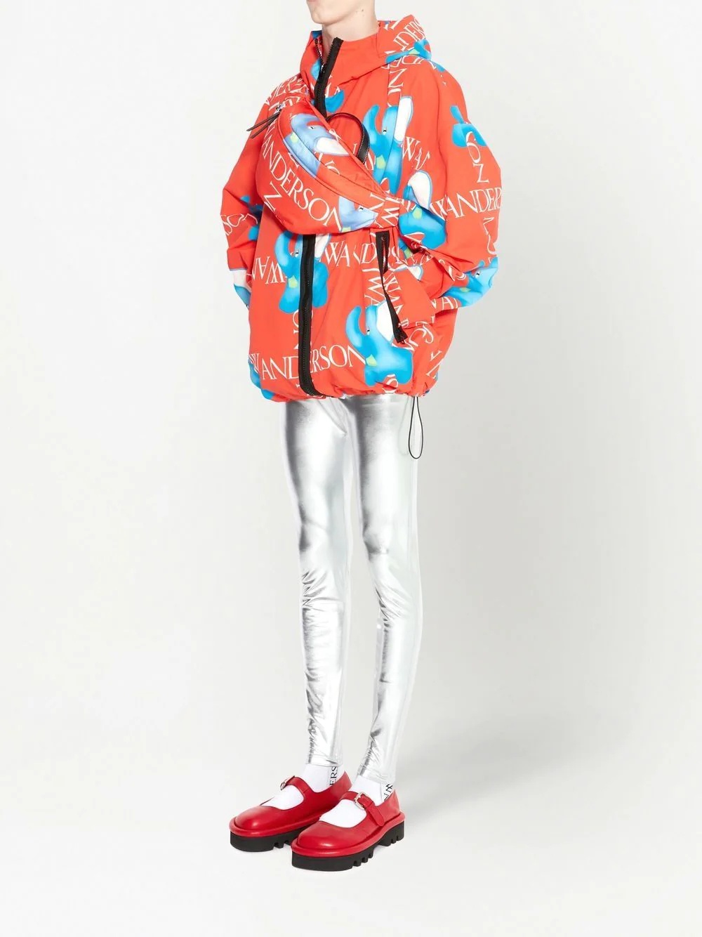 elephant-print oversized hooded jacket - 4