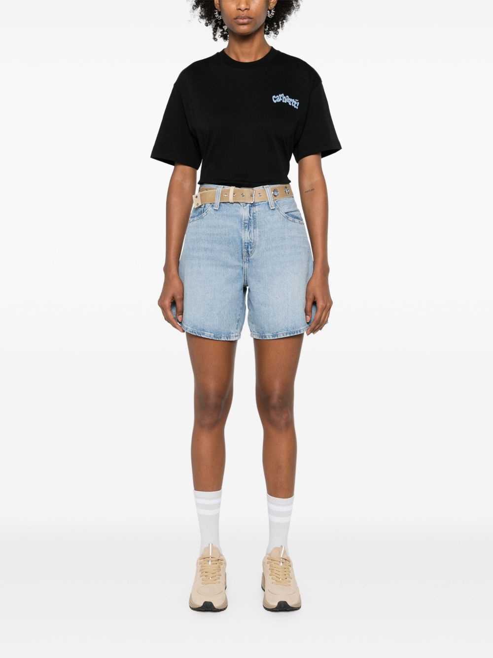 high-rise denim shorts - 2