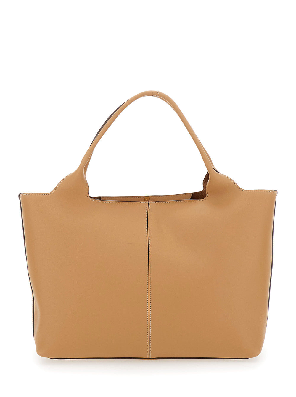 Tod's Women Beige Tote Bag With Two Top Handles And Logo Plaque On The Front In Leather Woman - 4