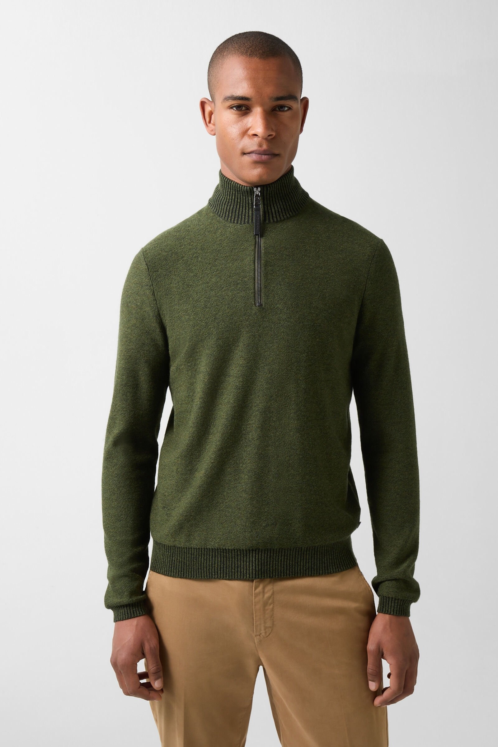 Lias half-zippered sweater in Olive green - 2