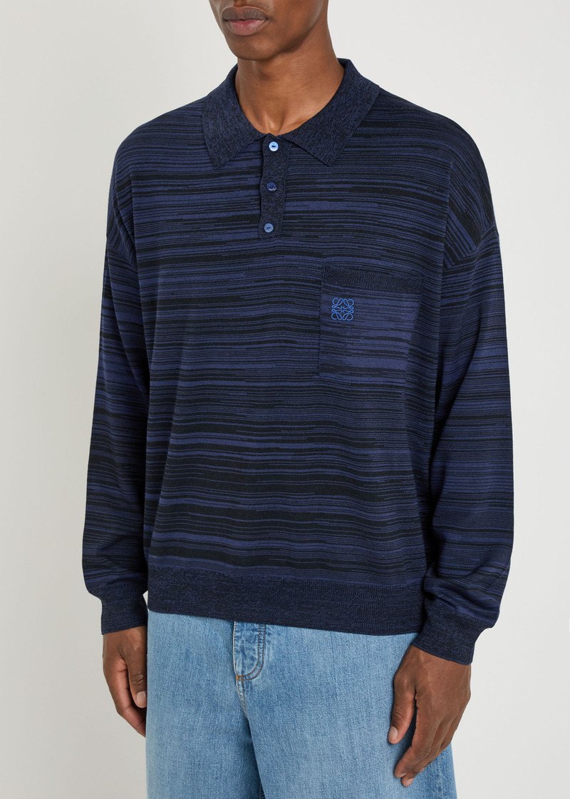 Loewe Loewe Logo-embroidered Striped Wool Polo outlook