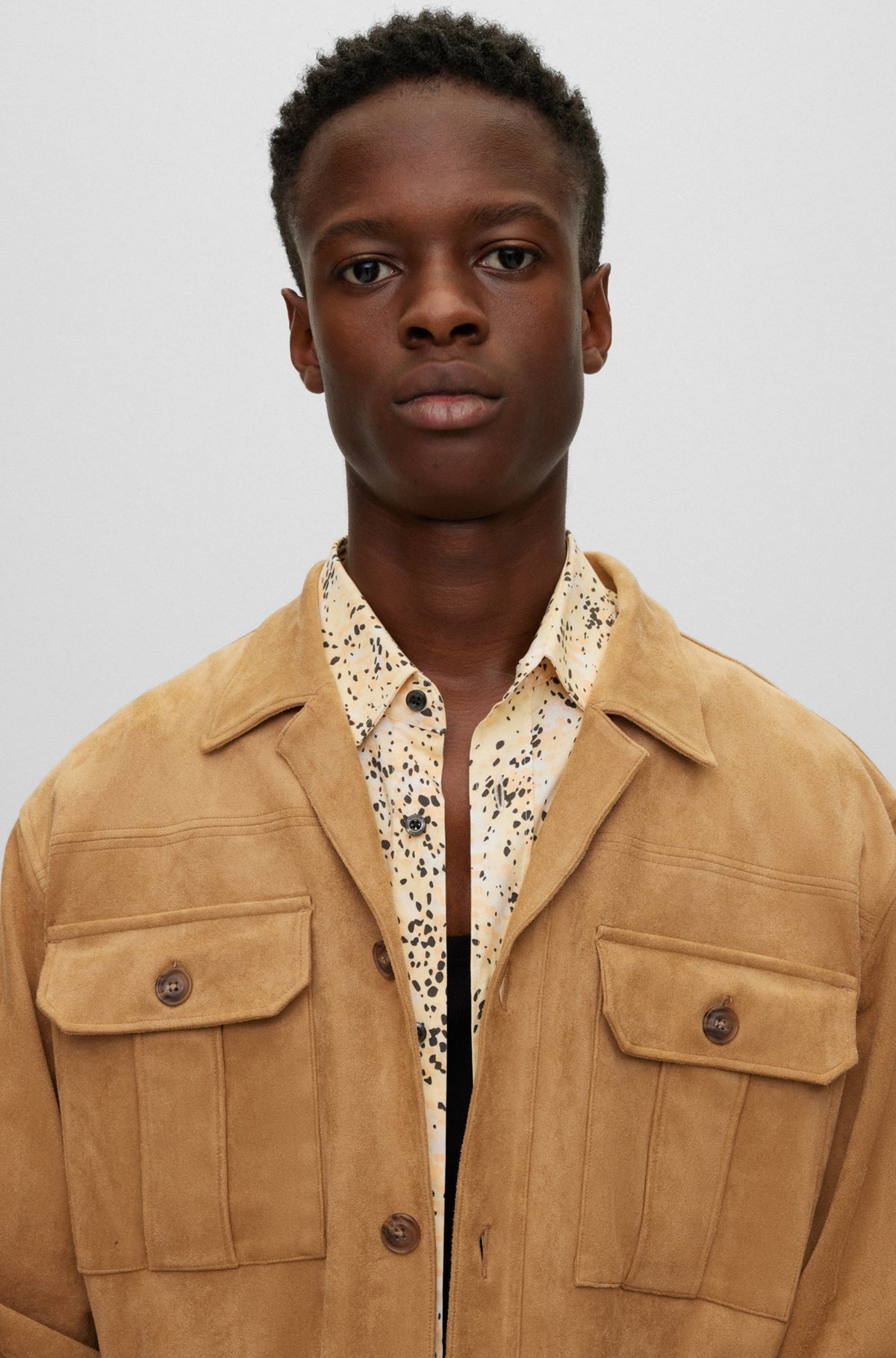 OVERSIZE-FIT OVERSHIRT IN SYNTHETIC COATED FABRIC - 3