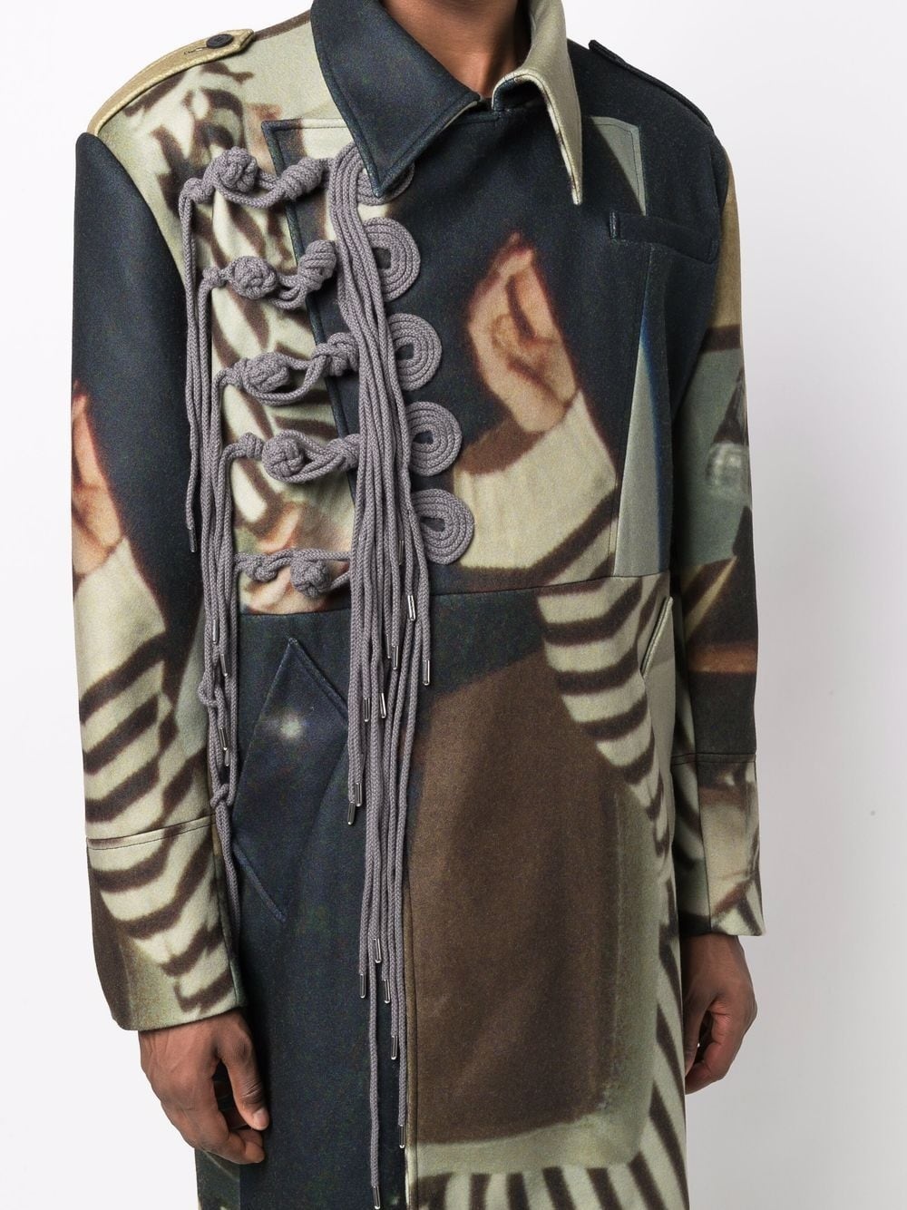 photographic-print fringed coat - 6